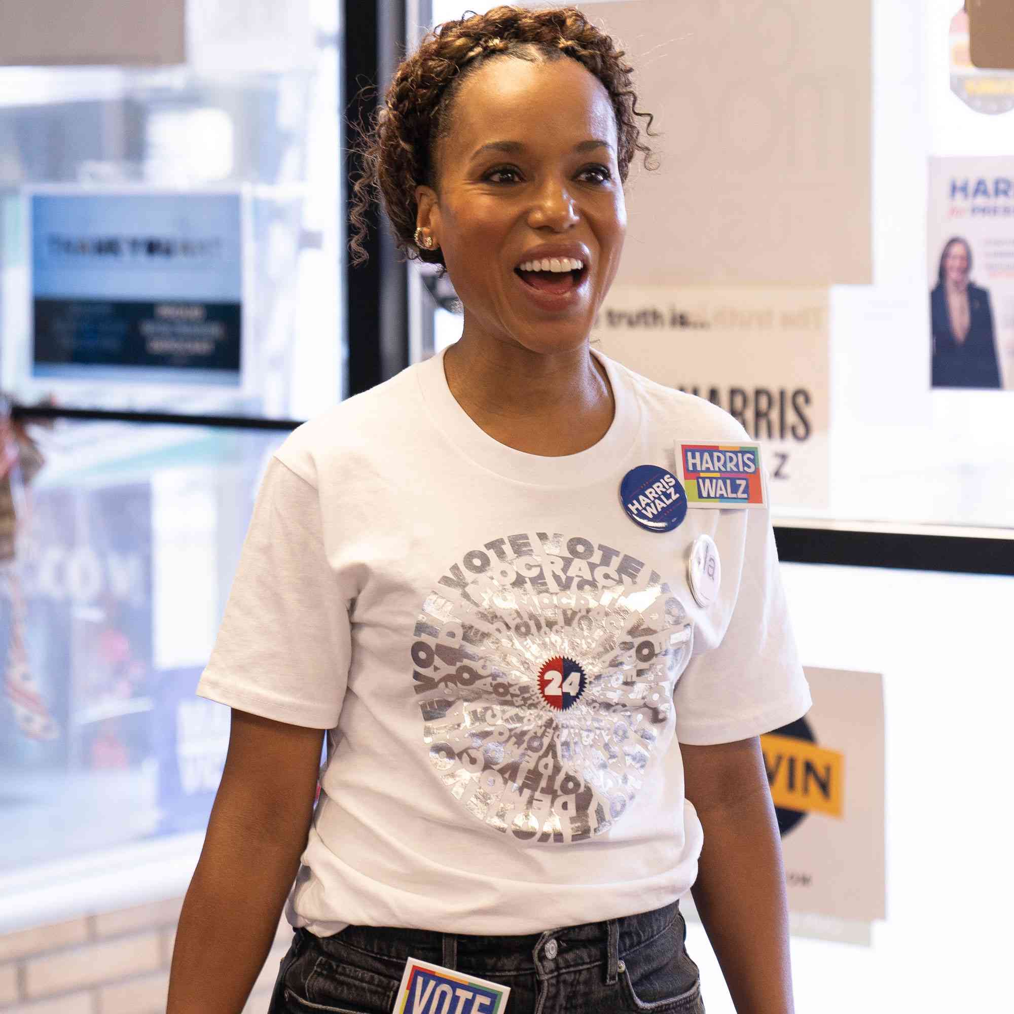 Kerry Washington Campaigns For Kamala Harris on October 27, 2024 in Milwaukee, Wisconsin