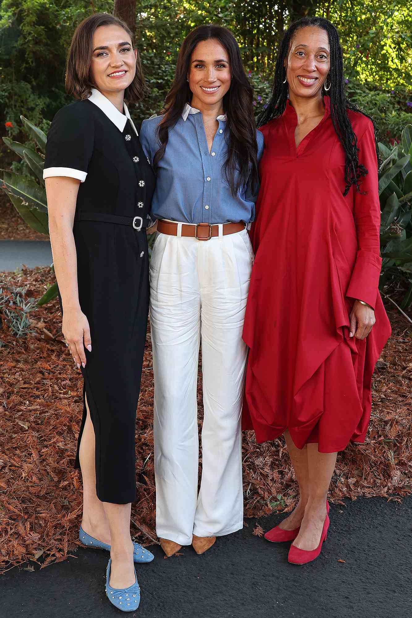 SANTA BARBARA, CALIFORNIA - OCTOBER 02: (EXCLUSIVE COVERAGE) Larissa May, Meghan Markle, The Duchess of Sussex and Dr. Stephanie J. Hull seen at Girls Inc. of Greater Santa Barbara on October 02, 2024 in Santa Barbara, California. Meghan, The Duchess of Sussex visited Girls Inc. of Greater Santa Barbara which coincided with the announcement of contributions from The Archewell Foundation, Pivotal Ventures, and the Oprah Winfrey Charitable Foundation to support a partnership between Girls Inc. and #HalfTheStory on International Day of the Girl.