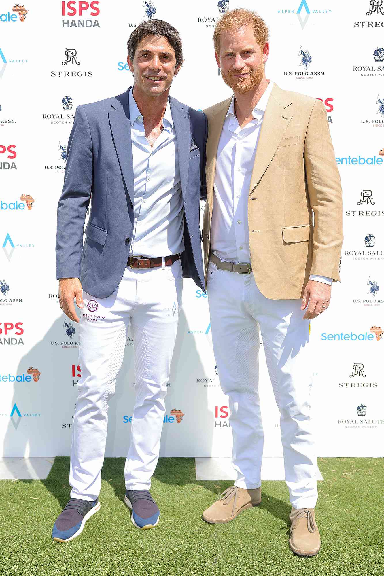 Sentebale Ambassador Nacho Figueras and Prince Harry, Duke of Sussex attend the Sentebale ISPS Handa Polo Cup 2022 on August 25, 2022 in Aspen, Colorado