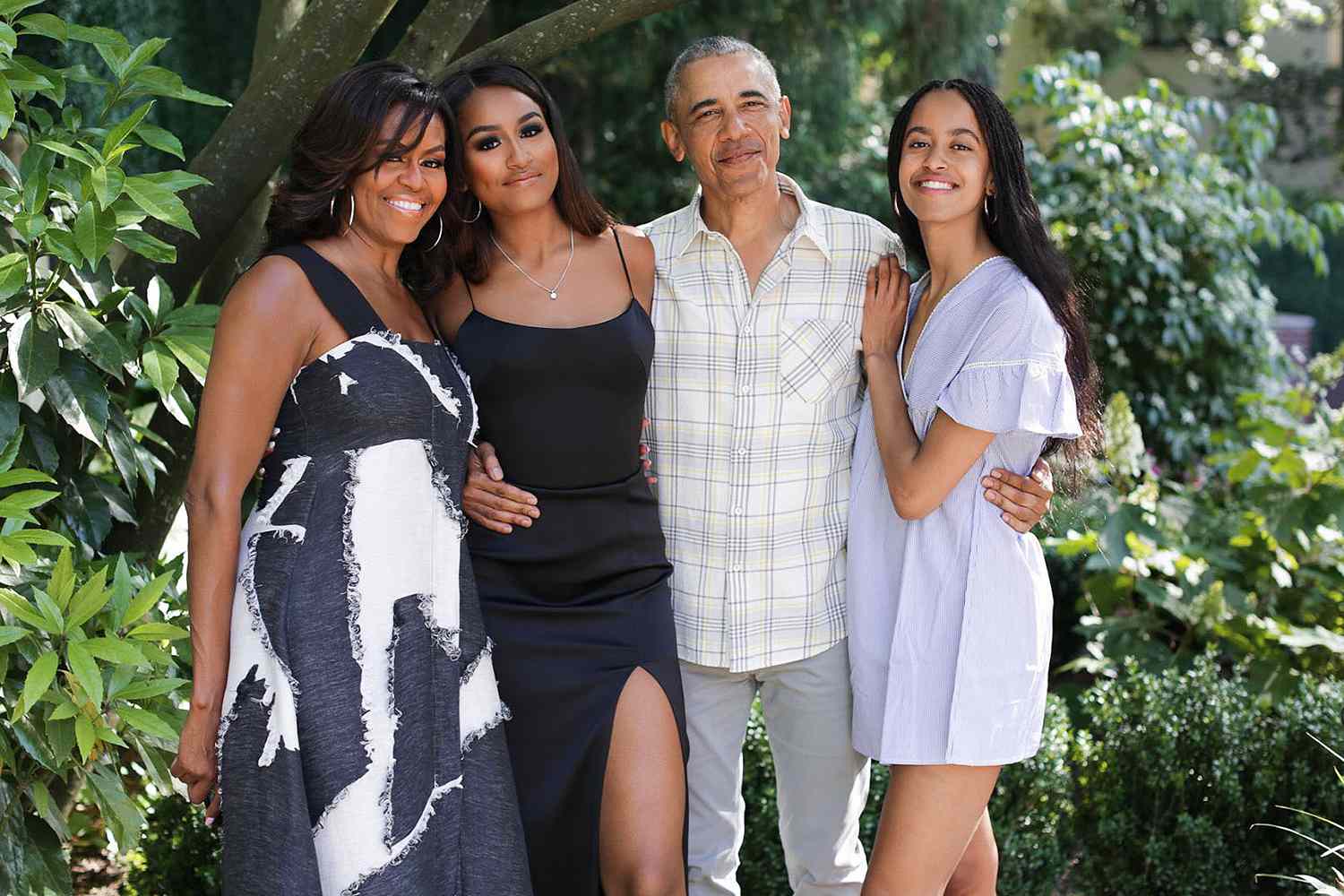 Obama Family, from left: Michelle, Sasha, Barack, Malia, posted on Michelle's Twitter for Thanksgiving 2019