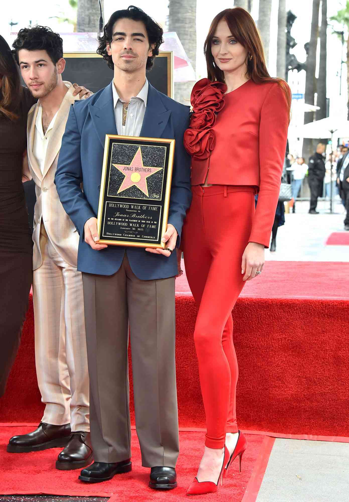 Mandatory Credit: Photo by Jordan Strauss/Invision/AP/Shutterstock (13747862m) Joe Jonas and Sophie Turner attend the Hollywood Walk of Fame star ceremony honoring The Jonas Brothers, in Los Angeles Jonas Brothers Honored With A Star On The Hollywood Walk Of Fame, Los Angeles, United States - 30 Jan 2023