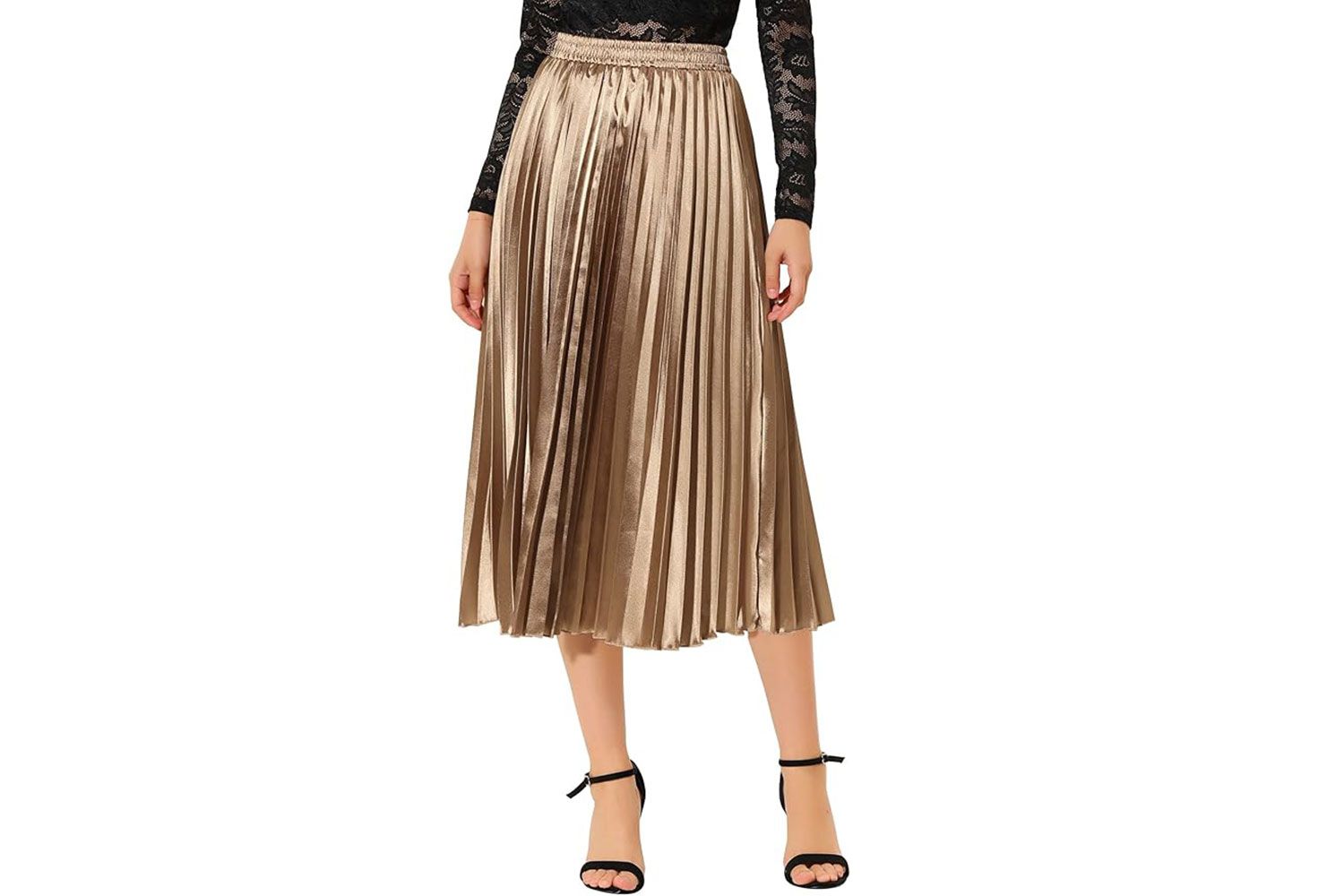 elastic waist pleated skirt