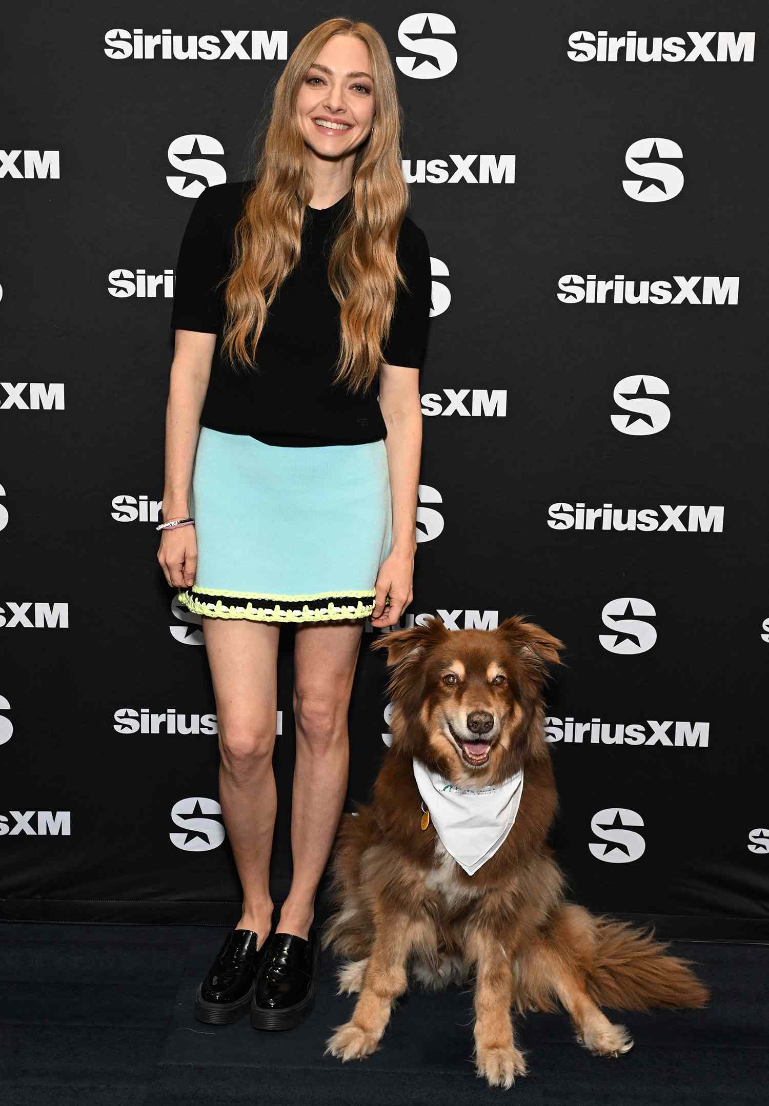 Amanda Seyfried and her dog Finn visit SiriusXM Studios