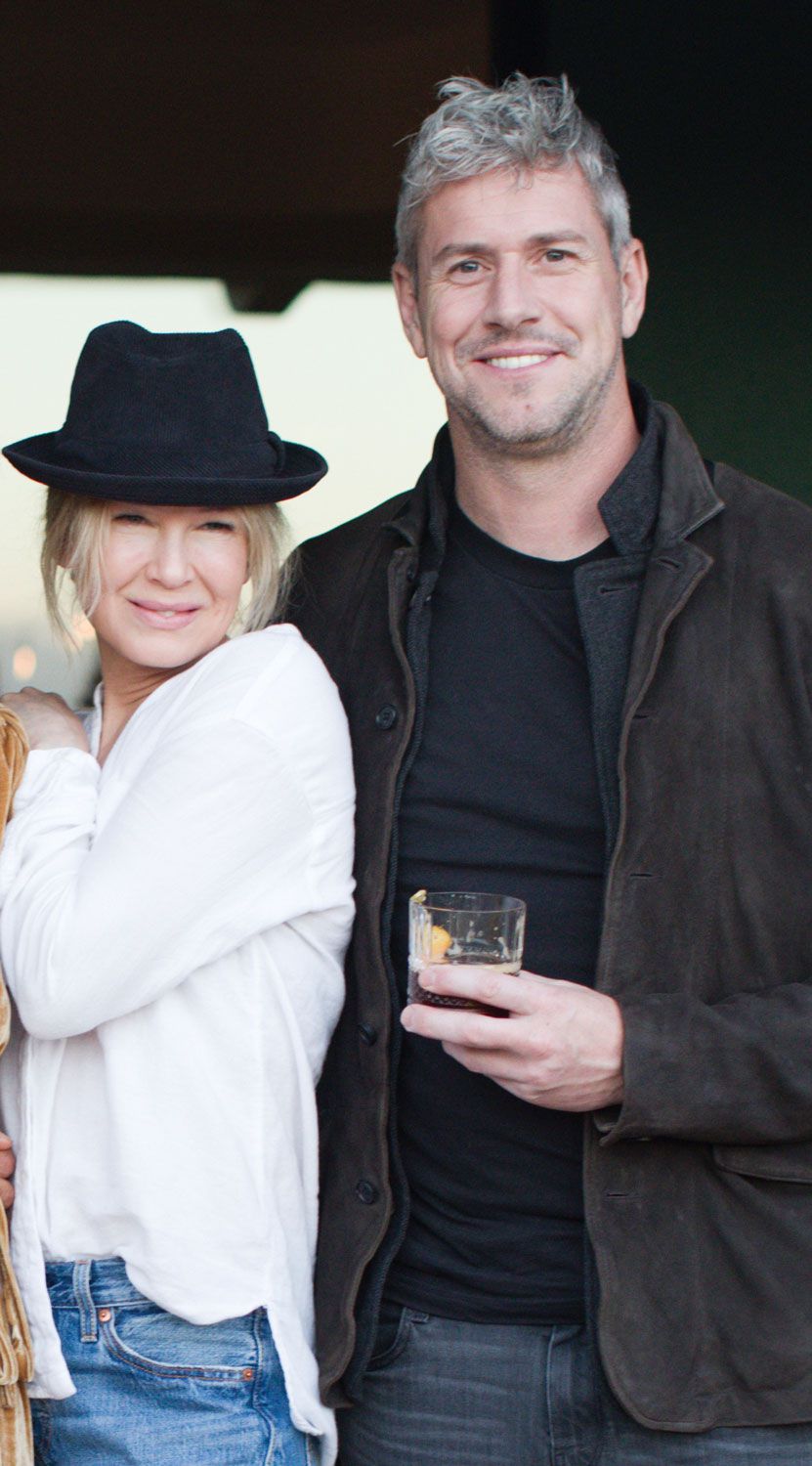 Renee Zellweger and Ant Anstead attend the launch of Libby June Weintraub's nook "She Was Born: Words on Loss and Liberation" at a private residence on October 14, 2023 in Los Angeles, California.