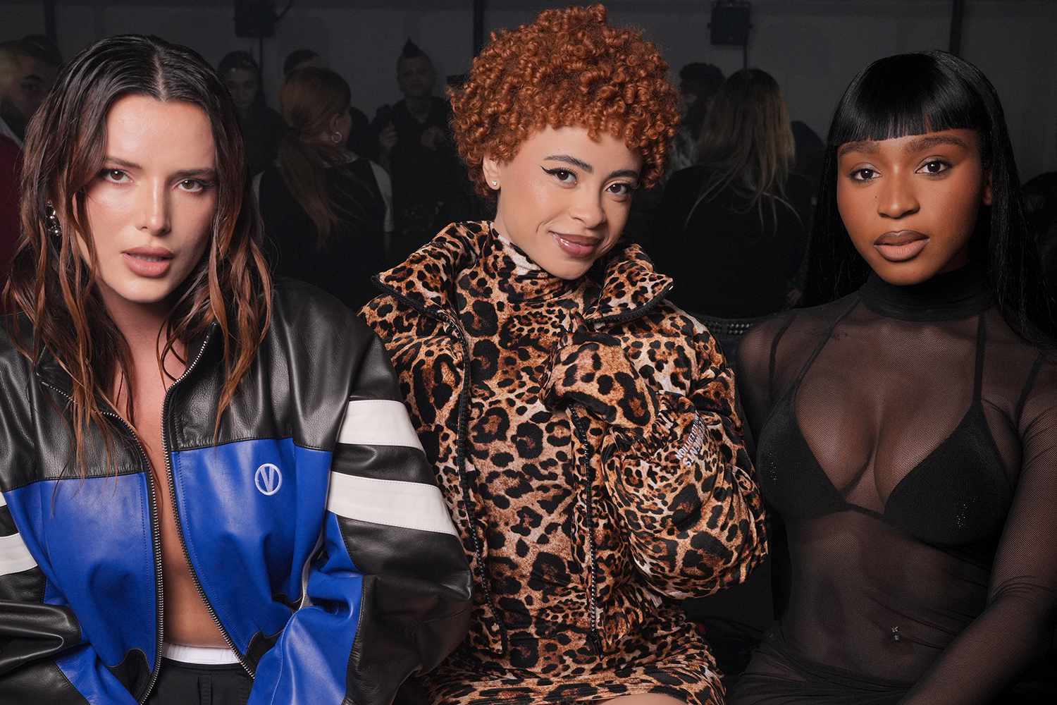 Bella Thorne, Ice Spice and Normani at Vetements RTW Spring 2025 as part of Paris Ready to Wear Fashion Week on September 27, 2024 in Paris, France.