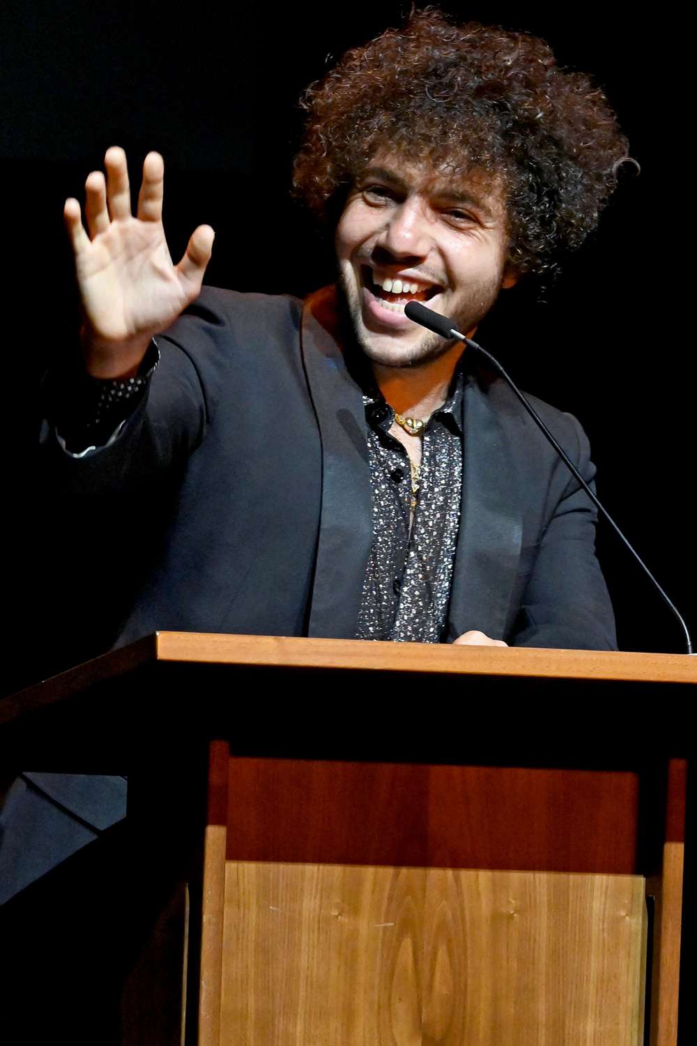 Benny Blanco speaks onstage during the 2024 SONA Warrior Awards at Skirball Cultural Center on 