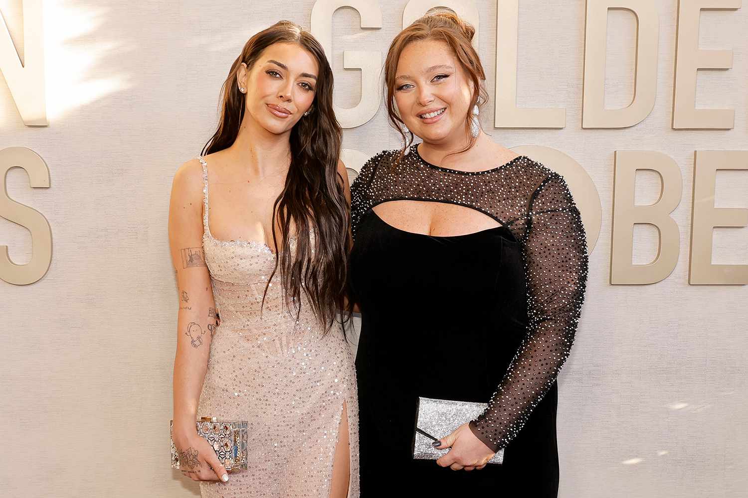 Brianna Chickenfry and Grace O'Malley attend the 81st Annual Golden Globe Awards at The Beverly Hilton on January 07, 2024 in Beverly Hills, California. 