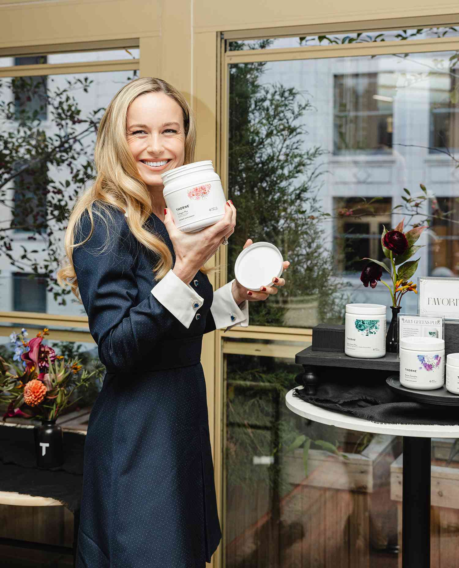 Brie Larson co-hosts mixology class to share her favorite mocktail recipes with Thorne at Apotheke in NYC on Tuesday, October 8