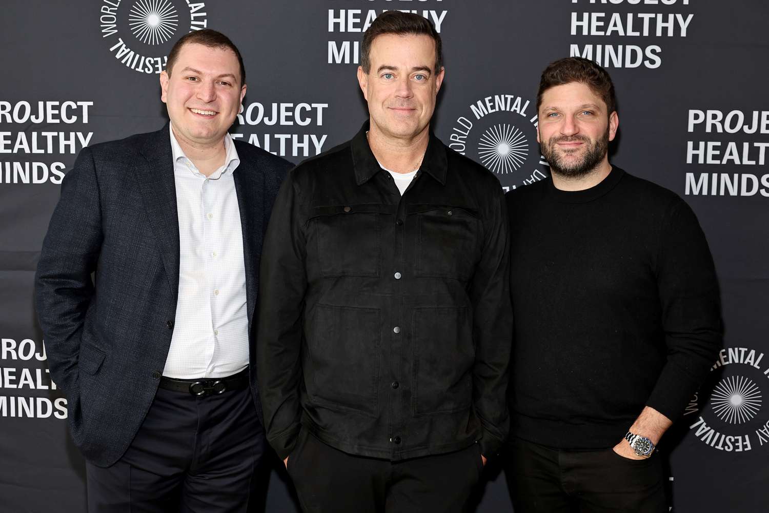 Phil Schermer, Carson Daly, and Michael D. Ratner attend the Project Healthy Minds World Mental 