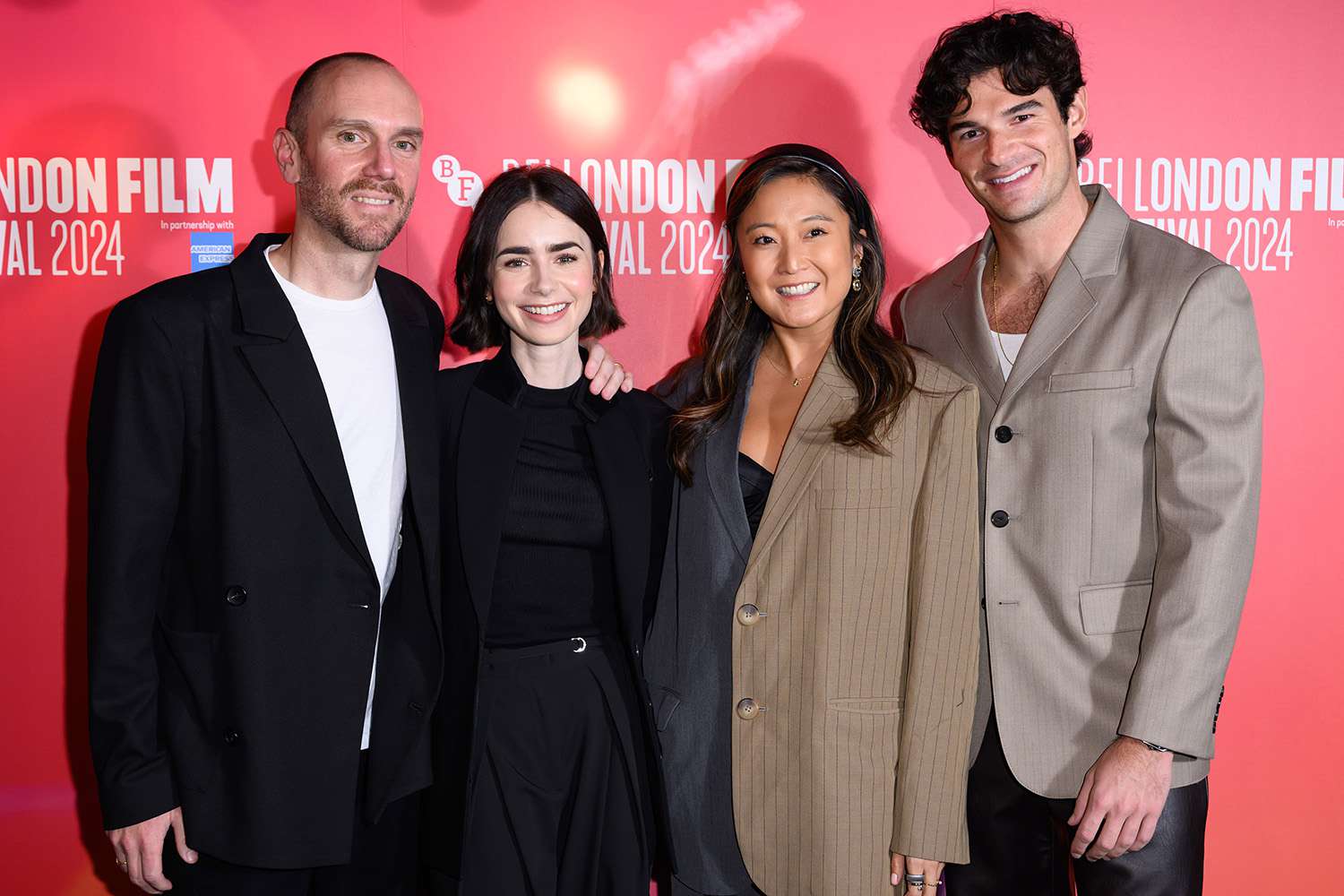 Charlie McDowell, Lily Collins, Ashley Park and Paul Forman london 10 12 24