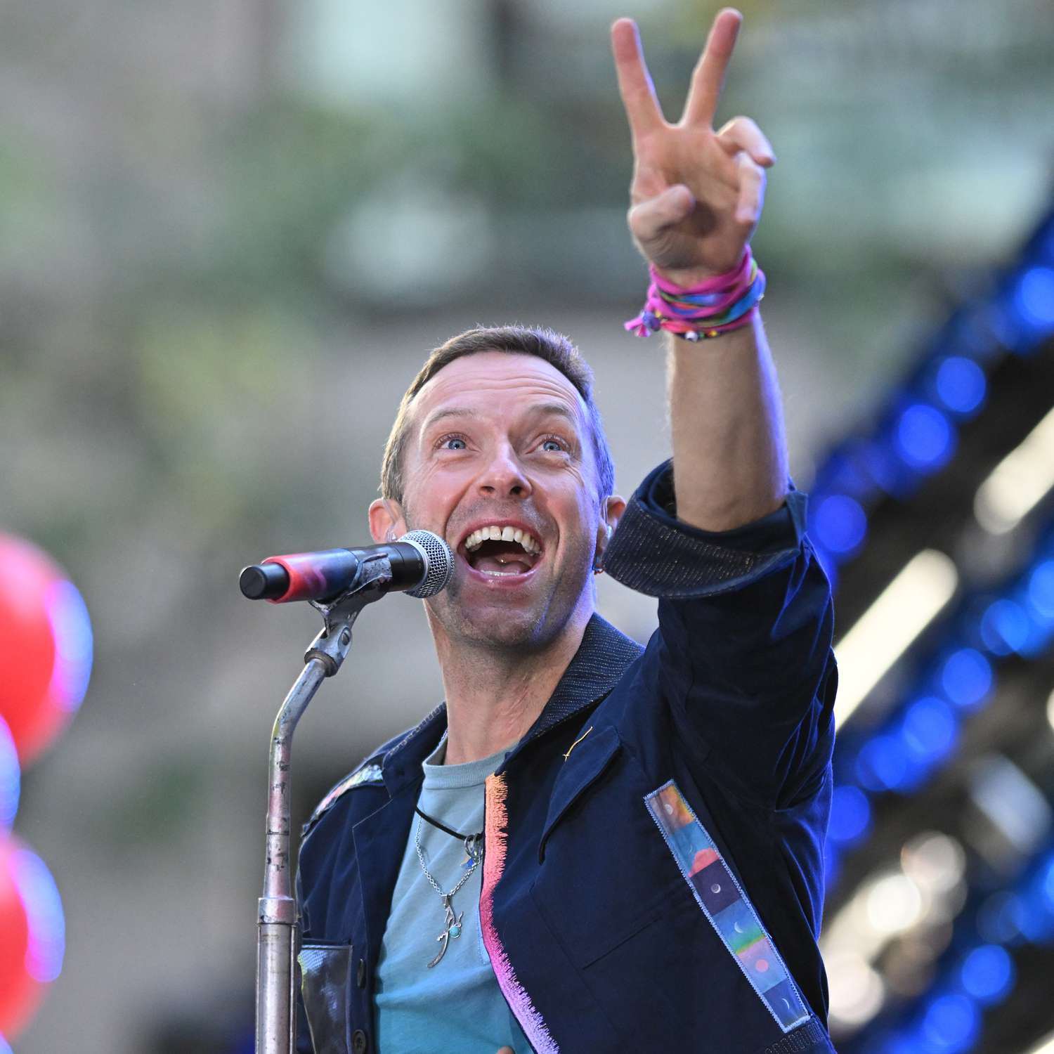 Chris Martin of "Coldplay" perform on NBC's Today on October 8, 2024 in New York City.