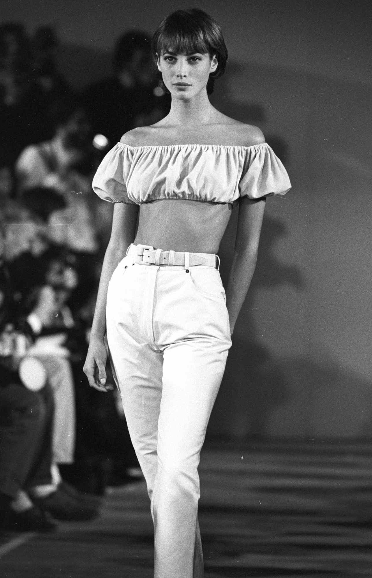 Christy Turlington on the runway of the Michael Kors Ready-To-Wear spring 1991 show on October 31, 1990 in New York