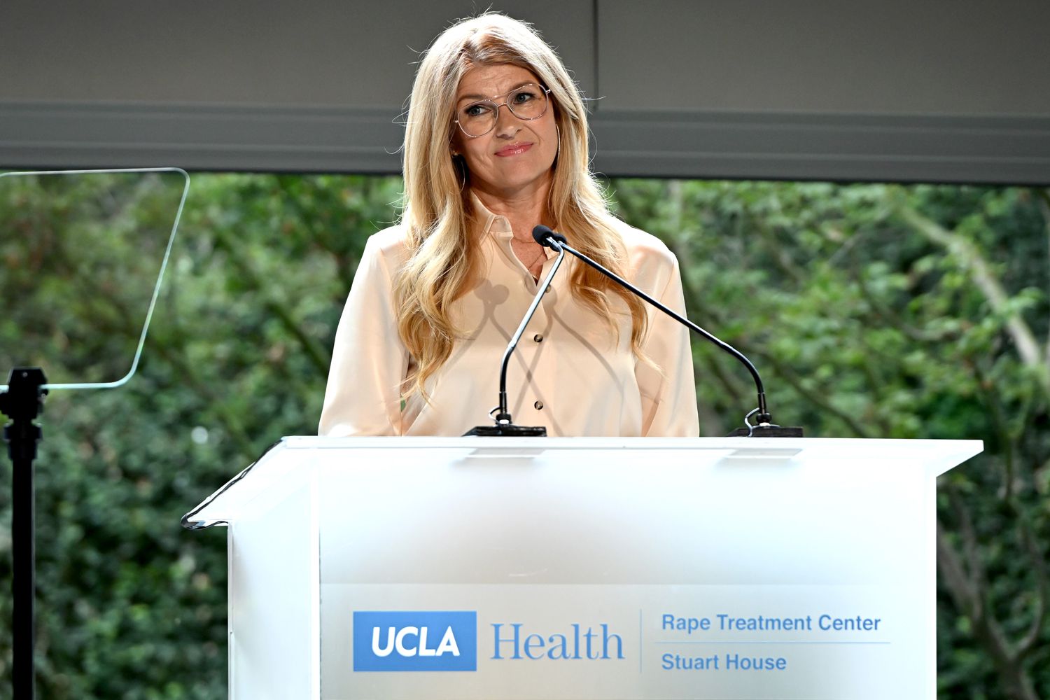 Connie Britton speaks onstage during the 50th Anniversary Event in Support of The Rape