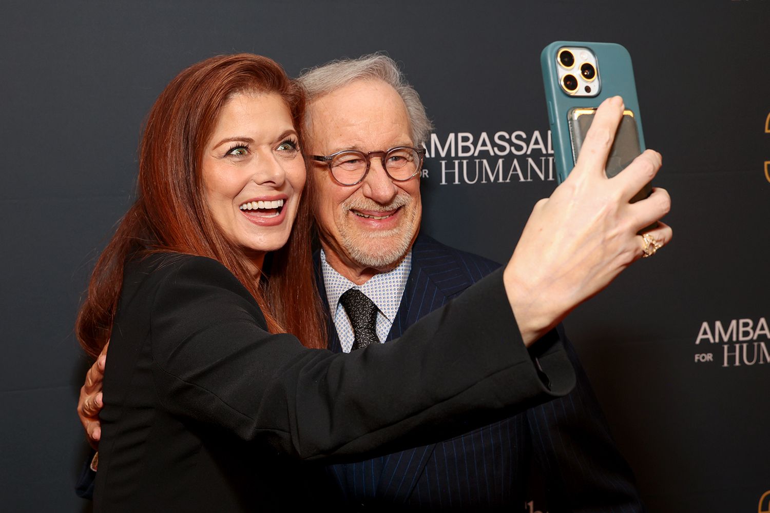 Debra Messing and Steven Spielberg new york 10 13 24