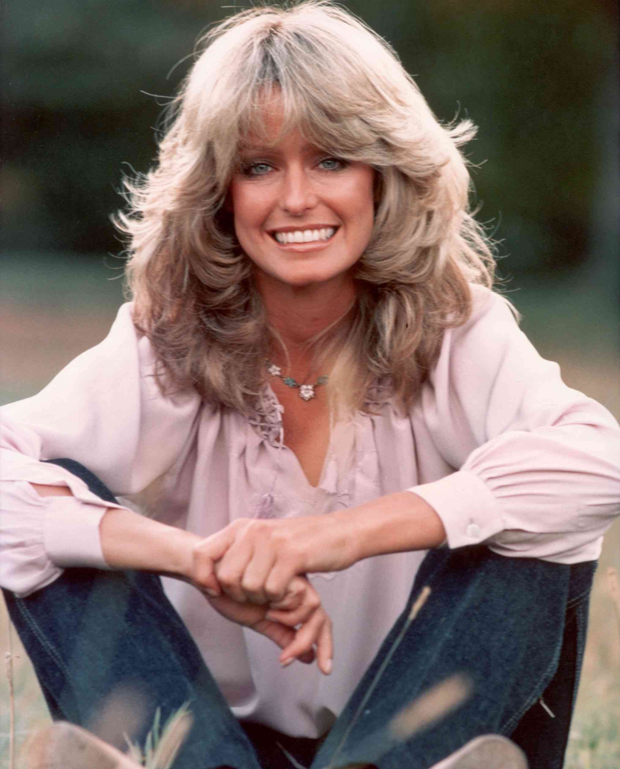 Farrah Fawcett in blue jeans 1970s