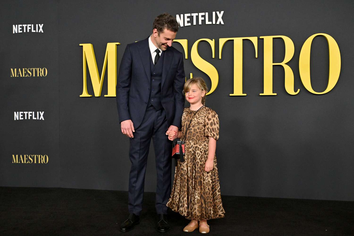 Bradley Cooper and Lea De Seine Shayk Cooper attend Netflix's "Maestro" Los Angeles Photo Call at Academy Museum of Motion Pictures on December 12, 2023 in Los Angeles, California.