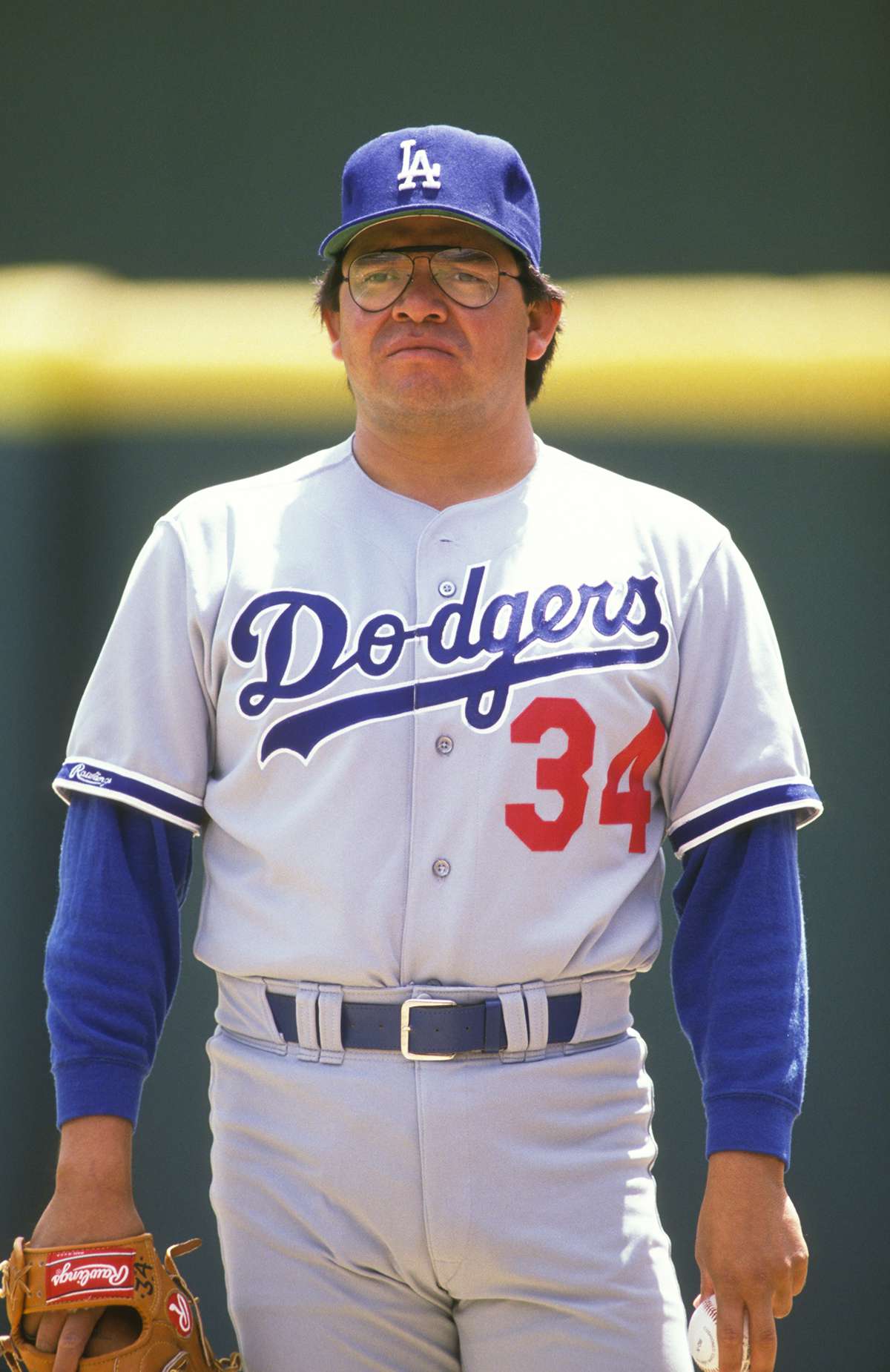 Fernando Valenzuela of the Los Angeles Dodgers before a baseball game against the Philadelphia Phillies on June 1, 1988 at Veterans Stadium in Philadelphia, Pennsylvania.