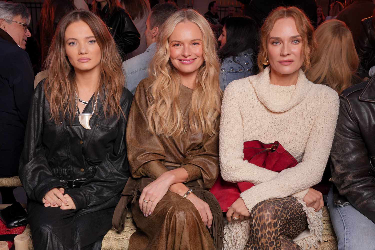 Freya Allan, Kate Bosworth and Diane Kruger at Isabel Marant RTW Spring 2025 as part of Paris Ready to Wear Fashion Week