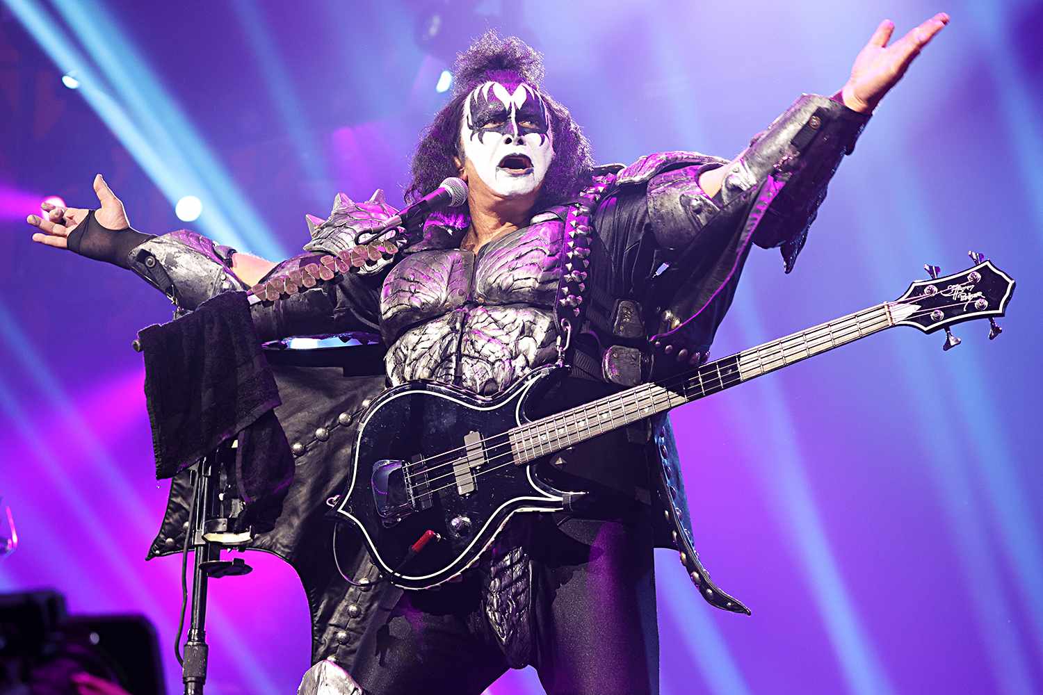 Gene Simmons of KISS performs during KISS: End of the Road World Tour at Madison Square Garden on December 01, 2023 in New York City.