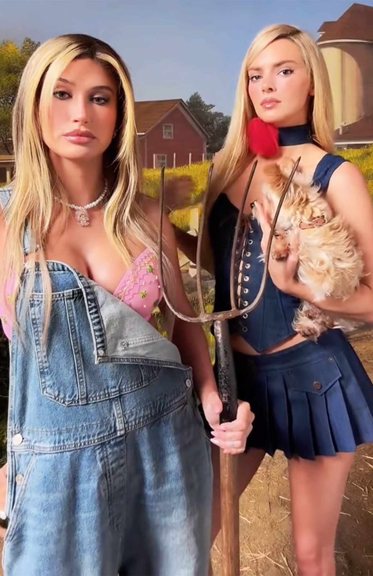 Hailey Bieber and Kendall Jenner as Nicole Richie and Paris Hilton for Halloween