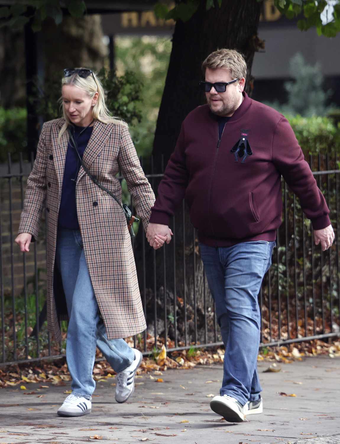 James Corden and wife Julia Carey are seen 