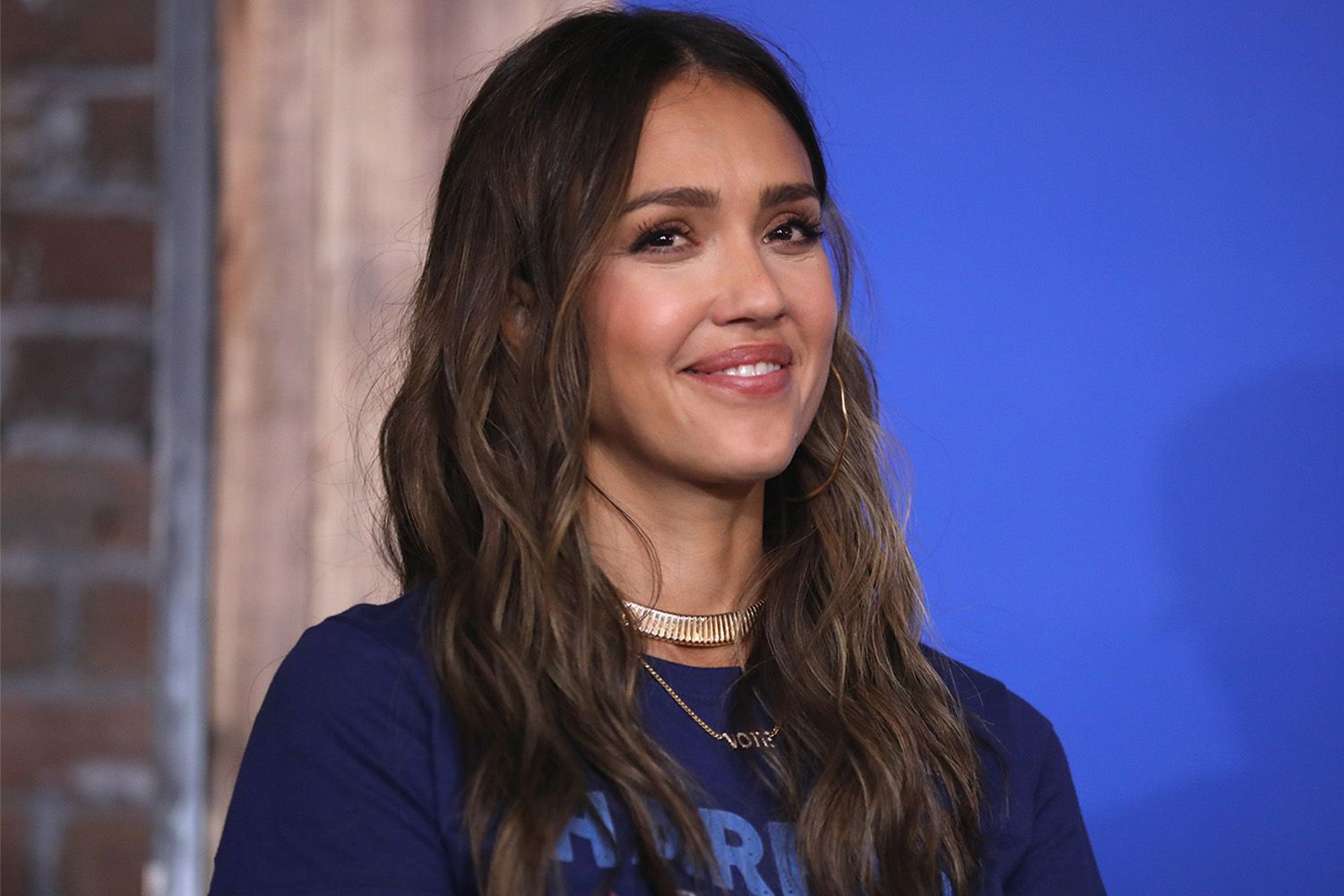 JESSICA ALBA speaks at a Black Voters block party hosted by the Kamala Harris presidential campaign in Phoenix, Arizona.