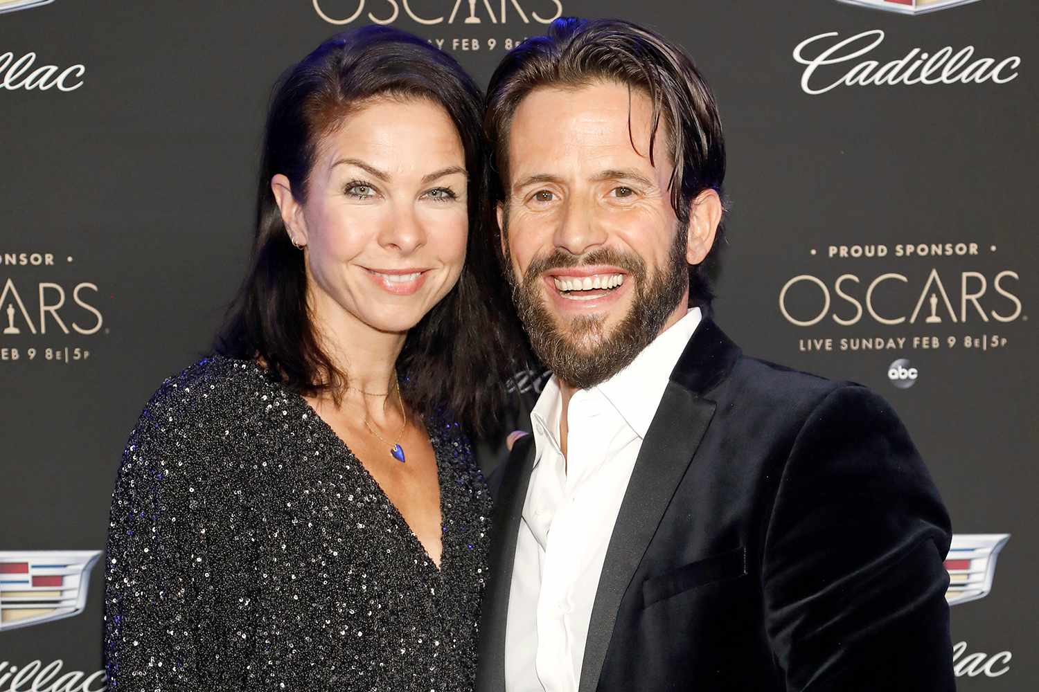 Christian Oliver and Jessica Mazur photographed at Cadillac's Annual Oscar Week Party to celebrate the 92nd Academy Awards at Chateau Marmont on February 06, 2020 in Los Angeles, California