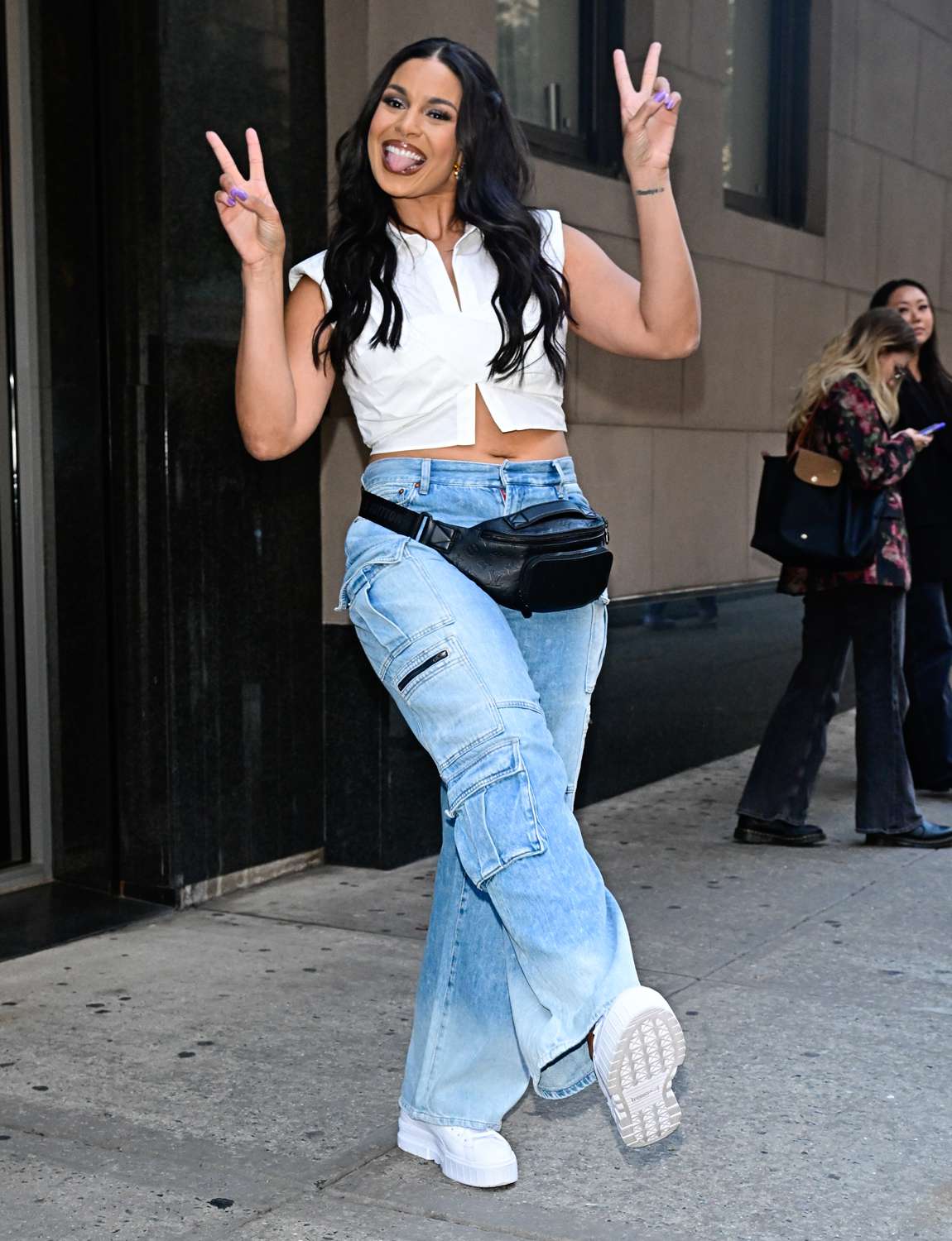 Jordin Sparks is seen outside FOX Studios on October 10, 2024 in New York City