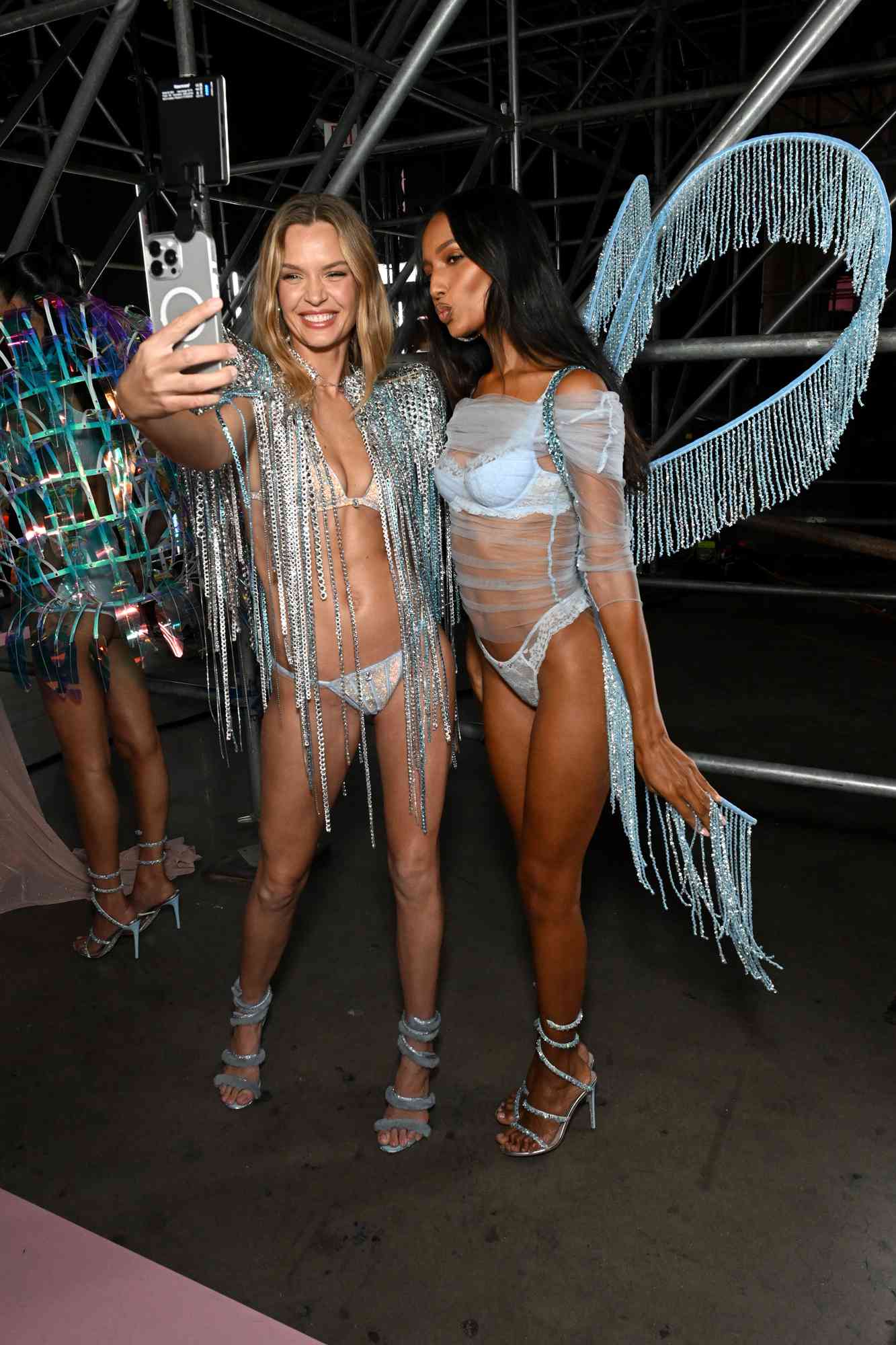 Josephine Skriver and Jasmine Tookes attend the Victoria's Secret Fashion Show 2024 on October 15, 2024 in New York City.