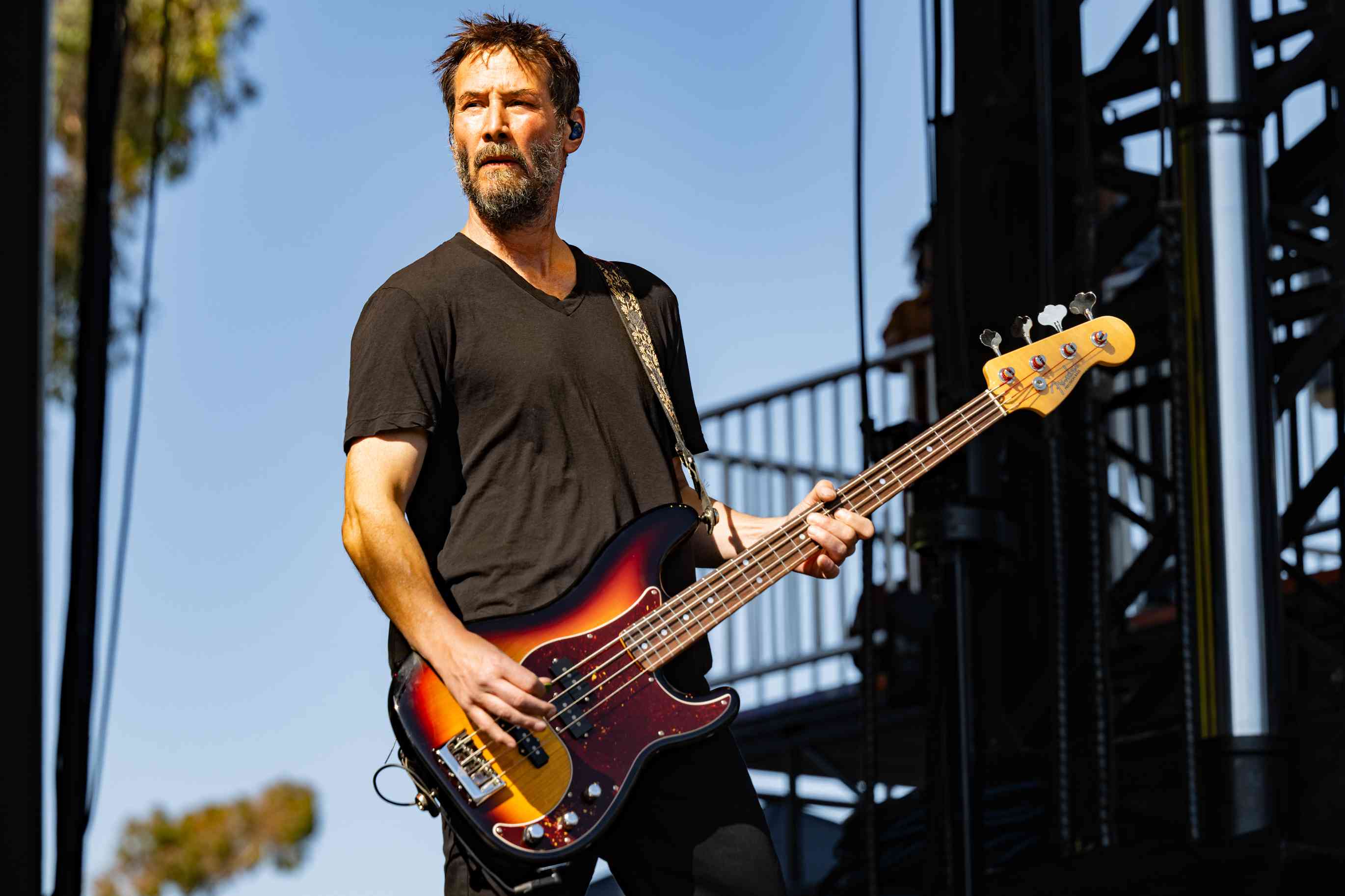 Keanu Reeves of Dogstar performs live on stage during Ohana Festival at Doheny State Beach on September 27, 2024 in Dana Point, California. 