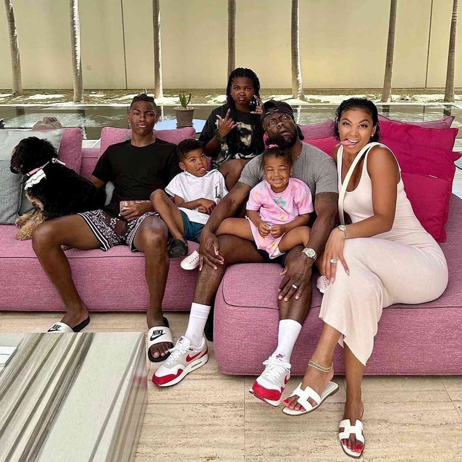 Kevin Hart with Eniko and kids