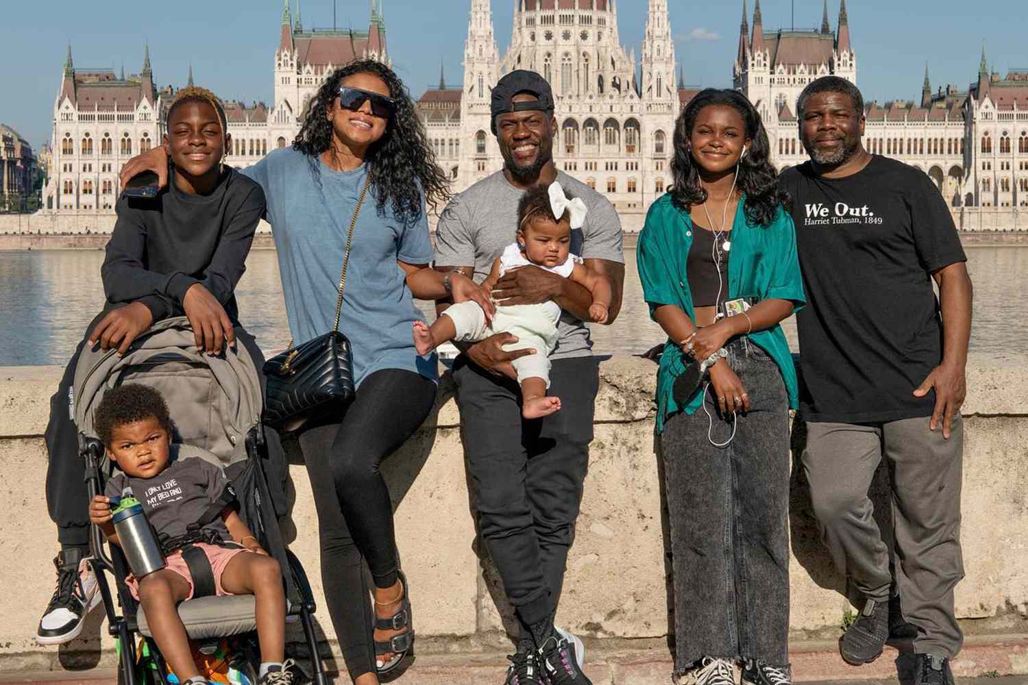 Kevin Hart with Eniko and kids in Budapest