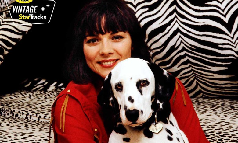 Actress Kim Cattrall and her dalmation