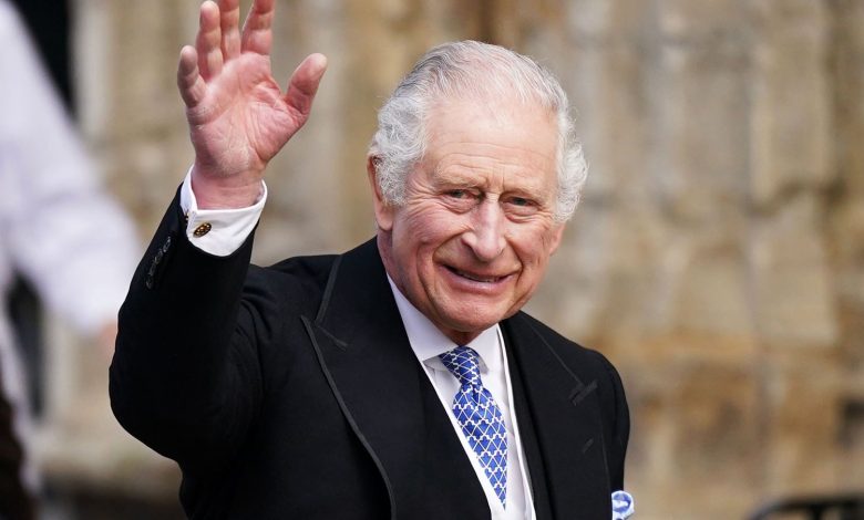 King Charles III and Camilla, Queen Consort wave to the crowds after attending the Royal Maundy Service at York Minster on April 6, 2023 in York, England. King Charles III distributed