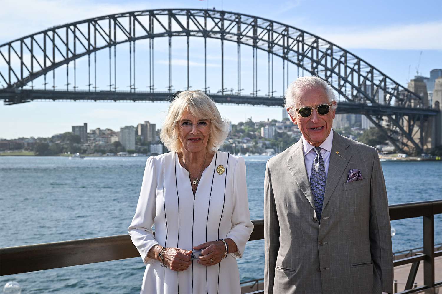 King Charles III and Queen Camilla pose for pictures in front of the Sydney Opera House in Sydney