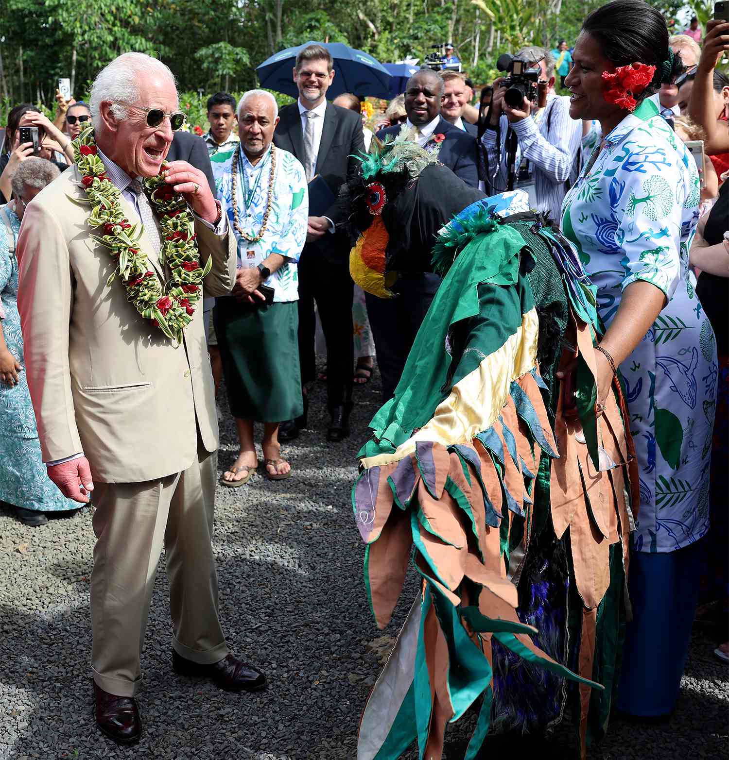 King Charles III visits The King's Garden, in the grounds of the Robert Louis Stevenson Museum on October 25, 2024 in Apia, Samoa. The King's visit to Australia is his first as monarch, and the Commonwealth Heads of Government Meeting (CHOGM) in Samoa