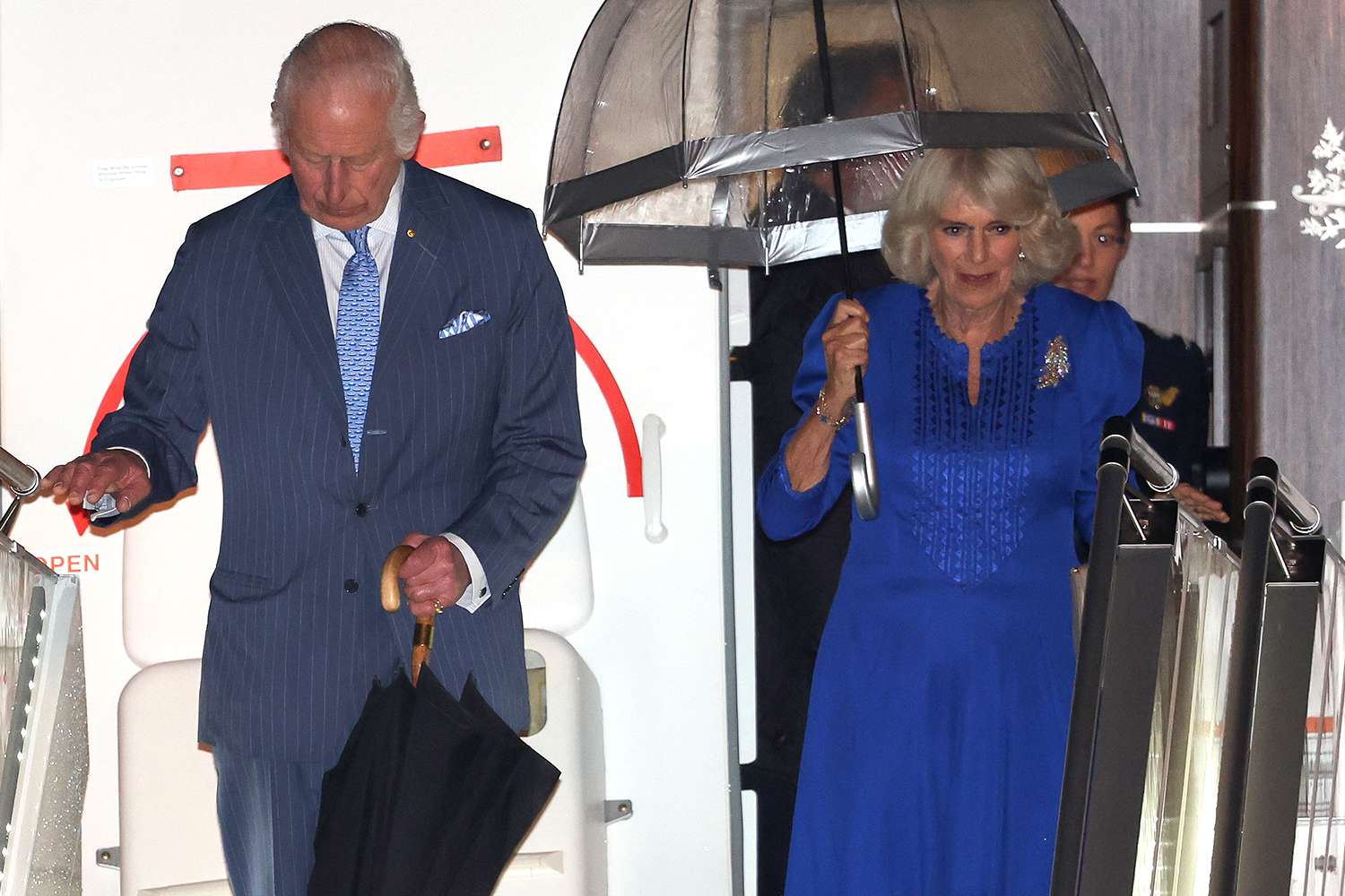 King Charles III And Queen Camilla arrive at Sydney Airport for their official welcome on October 18, 2024 in Sydney, Australia