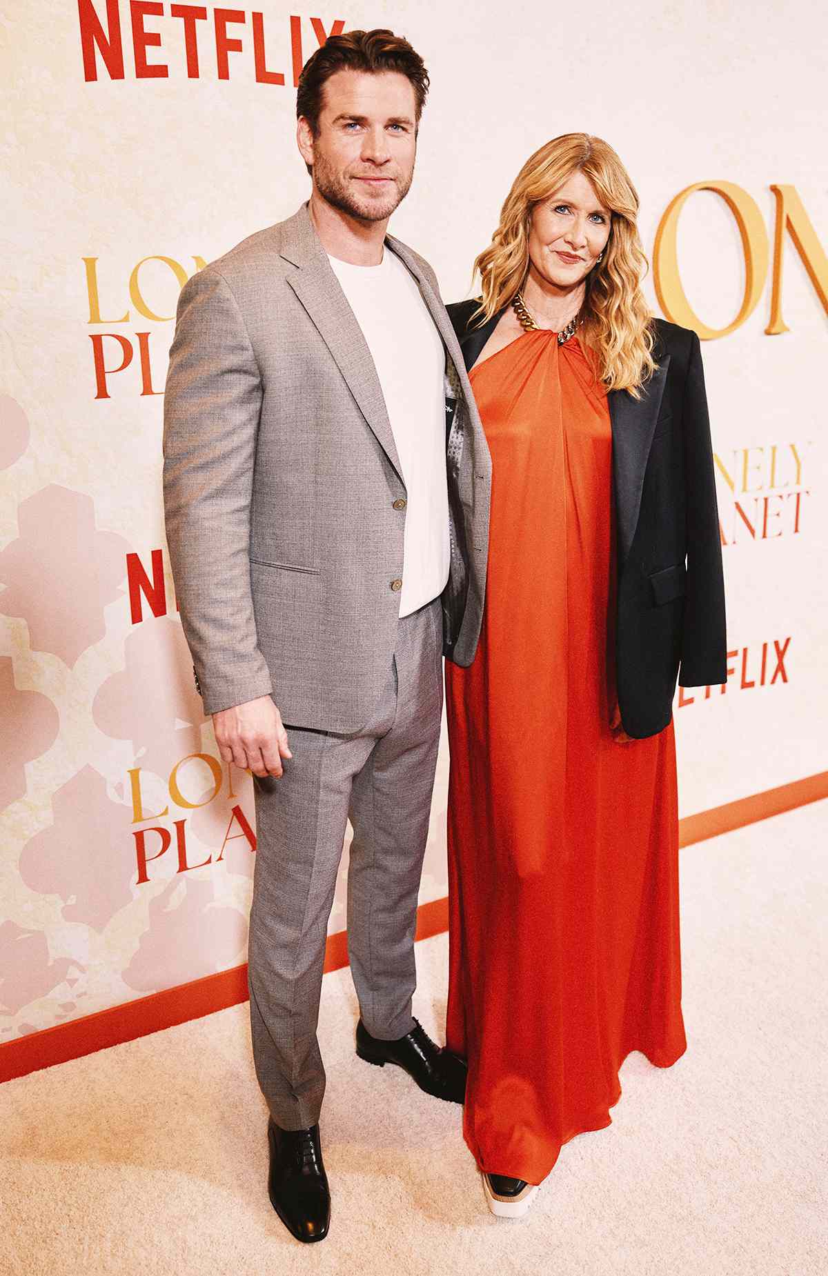 L-R, Liam Hemsworth and Laura Dern attend Netflix's Lonely Planet NY Special Screening at The Whitby Hotel on October 01, 2024 in New York City