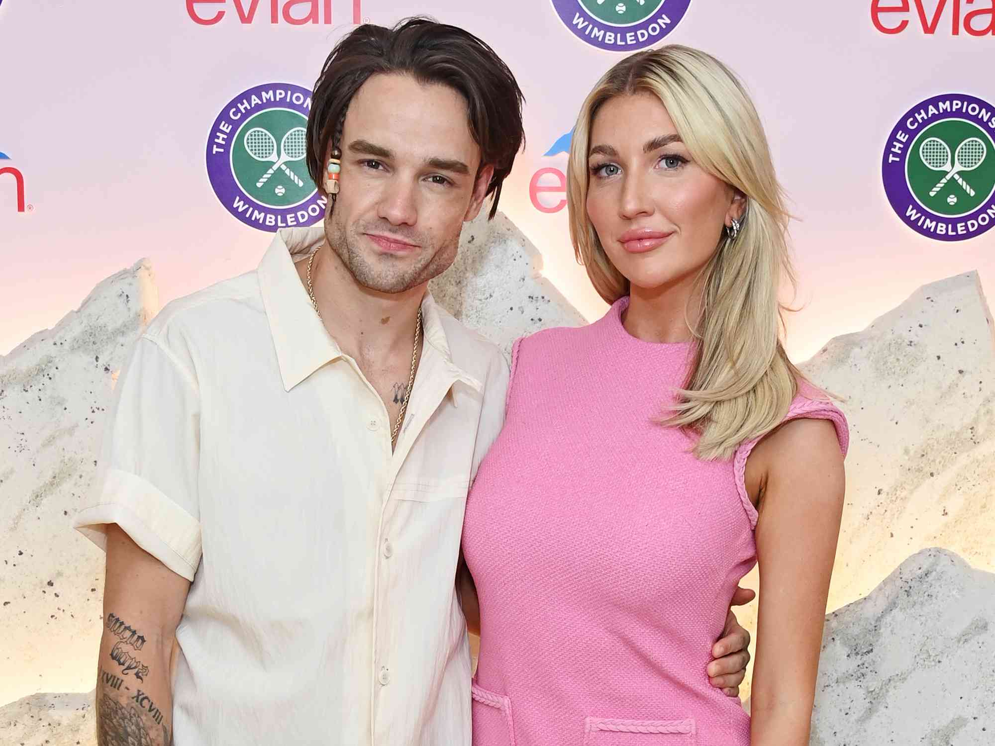 Liam Payne and Kate Cassidy pose in the evian VIP Suite At Wimbledon 2023