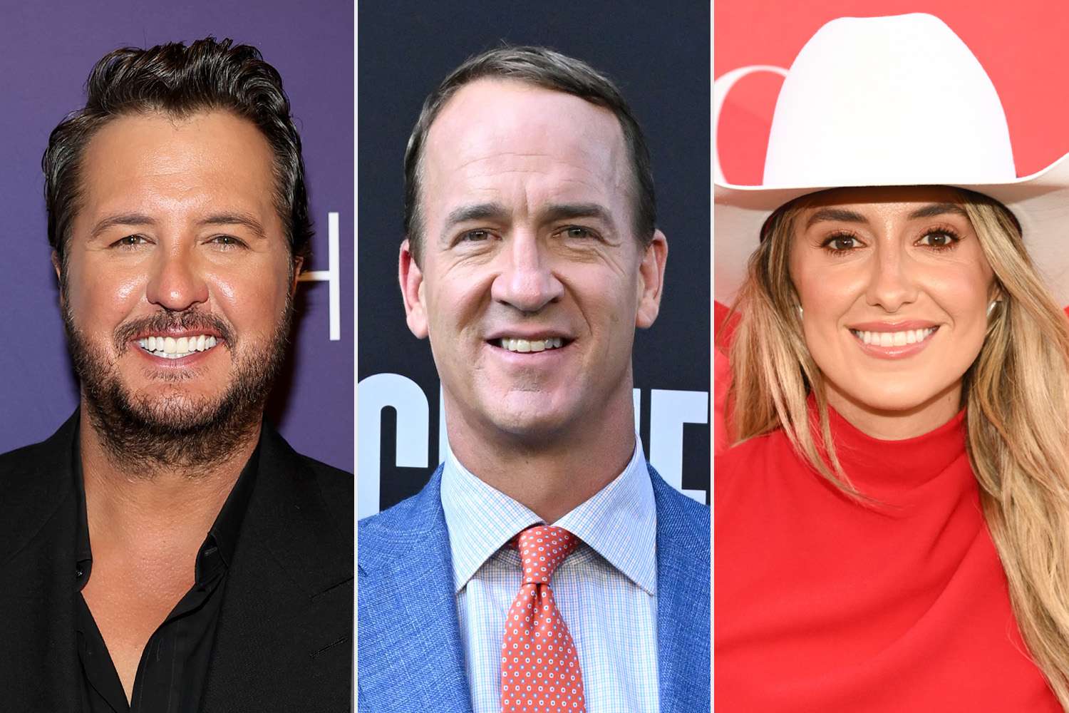 Luke Bryan poses with the ACM Lifting Lives Award; Peyton Manning attends the Los Angeles Premiere of Netflix's New Sports Series "Receiver" ; Lainey Wilson at the Charlize Theron Africa Outreach Project 2024 Block Party 