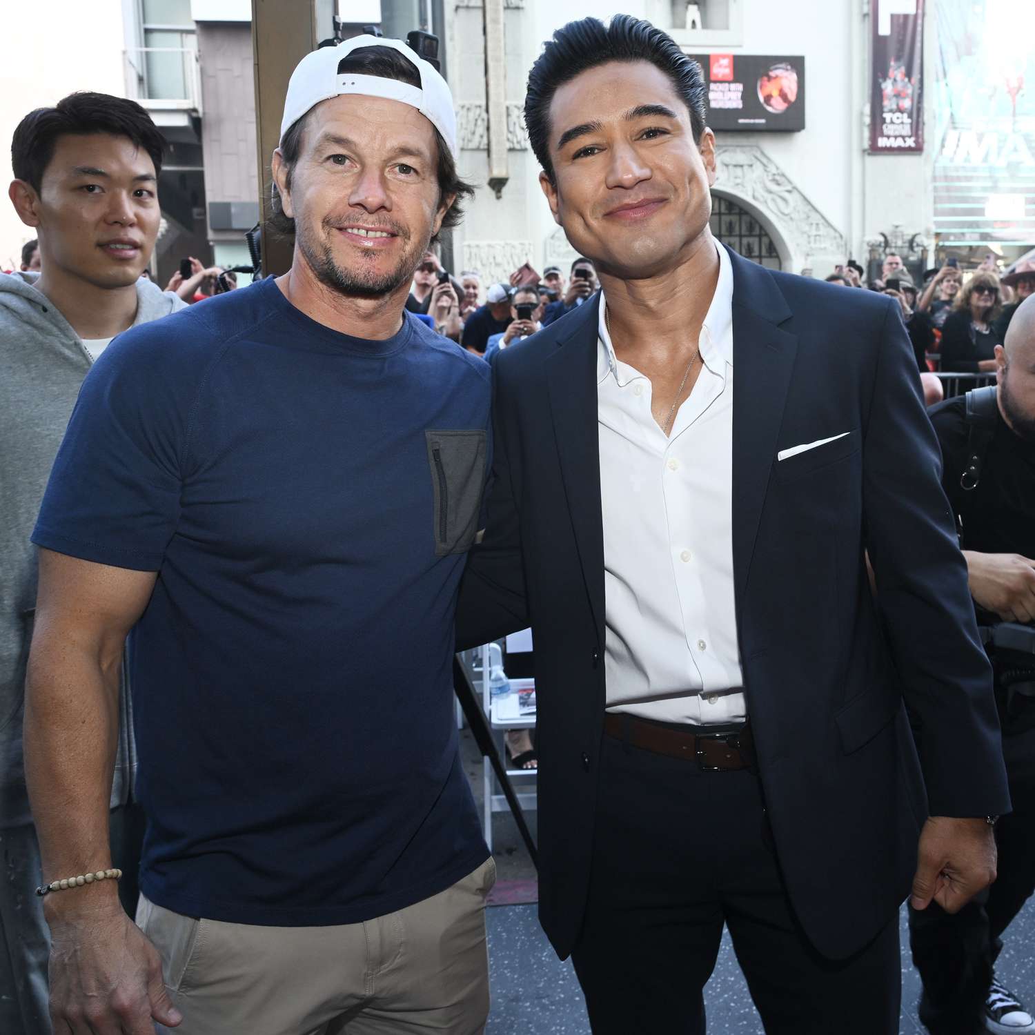 Mark Wahlberg, Mario Lopez at the ceremony honoring Mario Lopez with a star on the Hollywood Walk of Fame on October 10, 2024 in Los Angeles