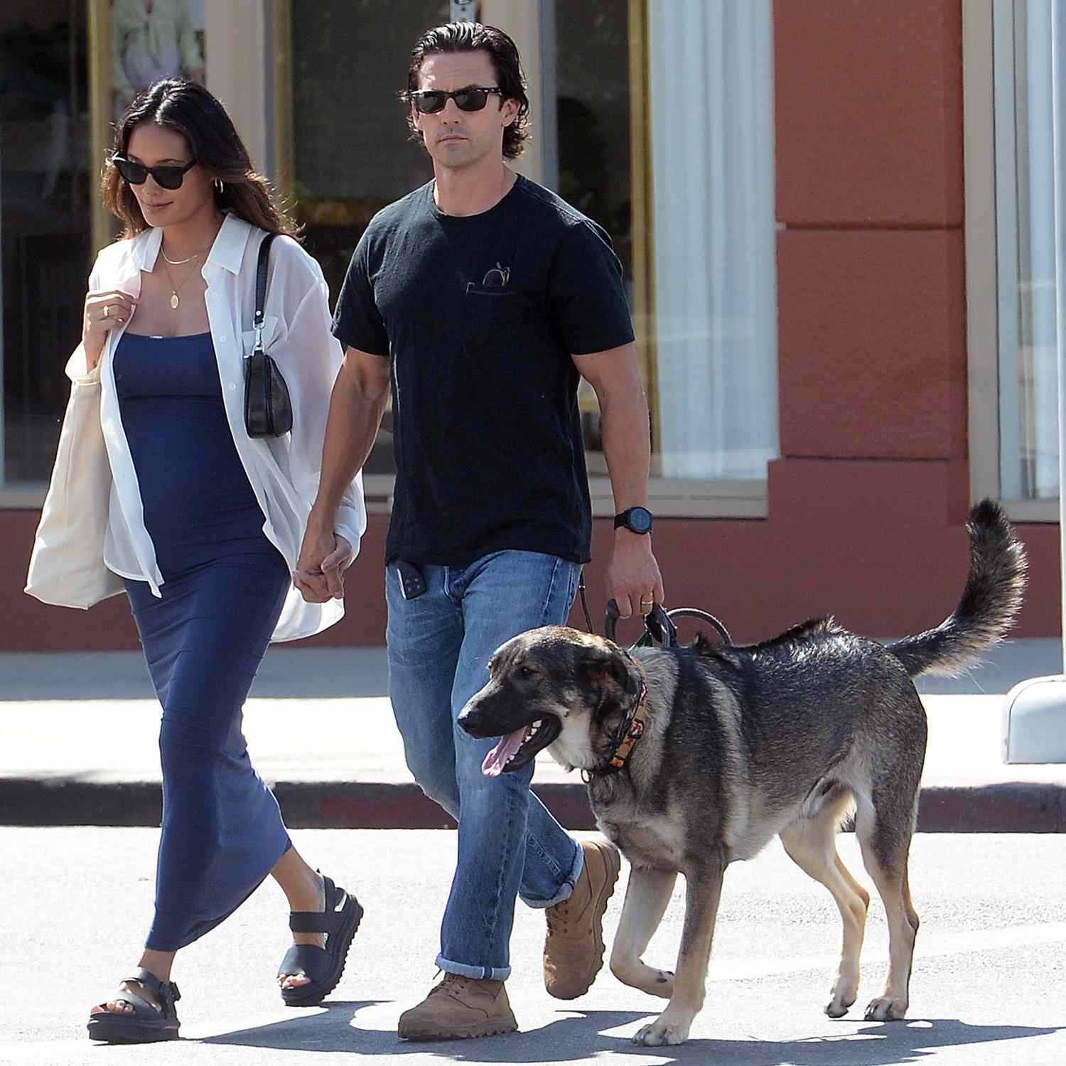 Milo Ventimiglia and wife Jarah Mariano are spotted out shopping for baby items in Los Angeles