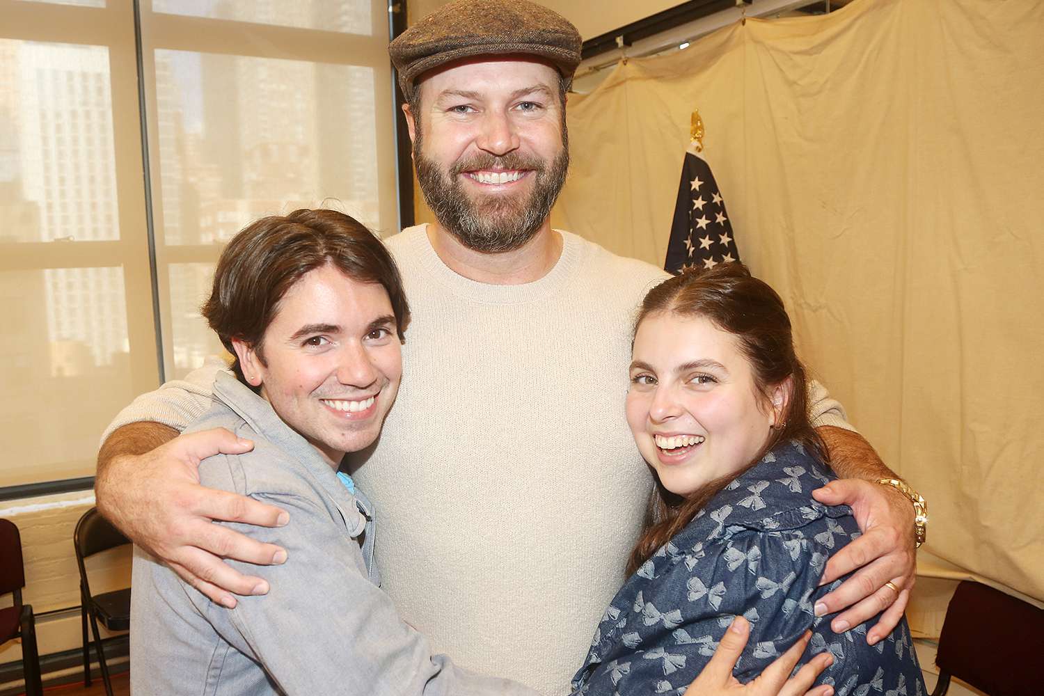 Noah Galvin, Taran Killam and Beanie Feldstein pose at a sneak peek of Kennedy Center's Broadway Center Stage Production of "The 25th Annual Putnam County Spelling Bee" press day 