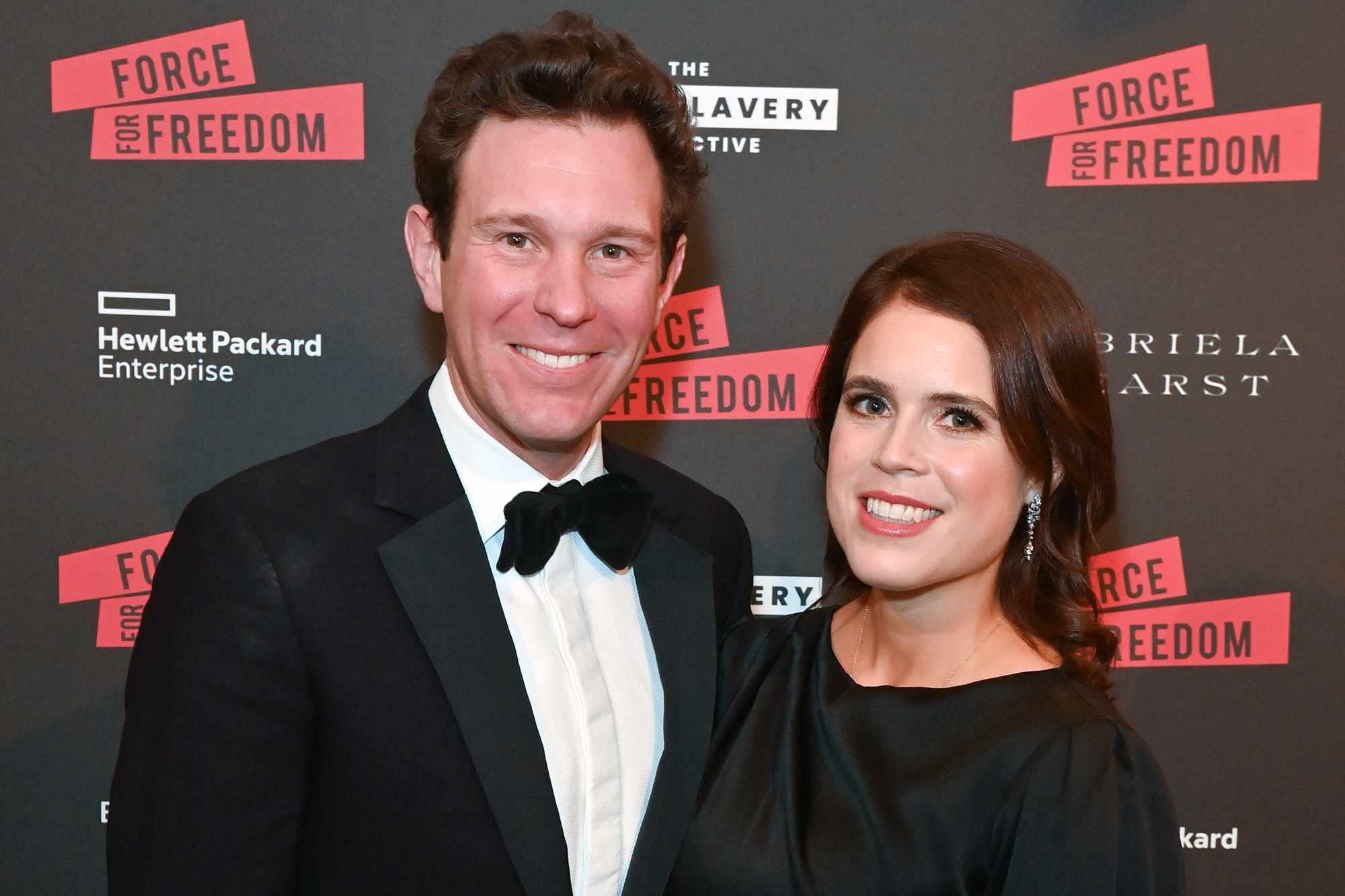 Jack Brooksbank and Princess Eugenie of York attend The Anti Slavery Collective's inaugural Winter Gala at Battersea Arts Centre on November 29, 2023 in London, England.