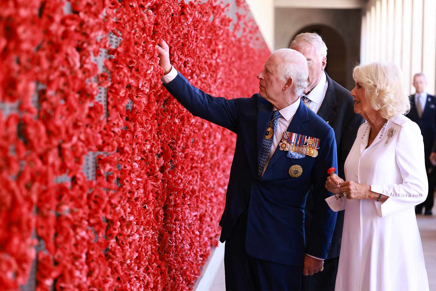 King Charles III and Queen Camilla visit the Australian War Memorial on October 21, 2024, in Canberra, Australia. The King's visit to Australia is his first as monarch, and the Commonwealth Heads of Government Meeting (CHOGM)