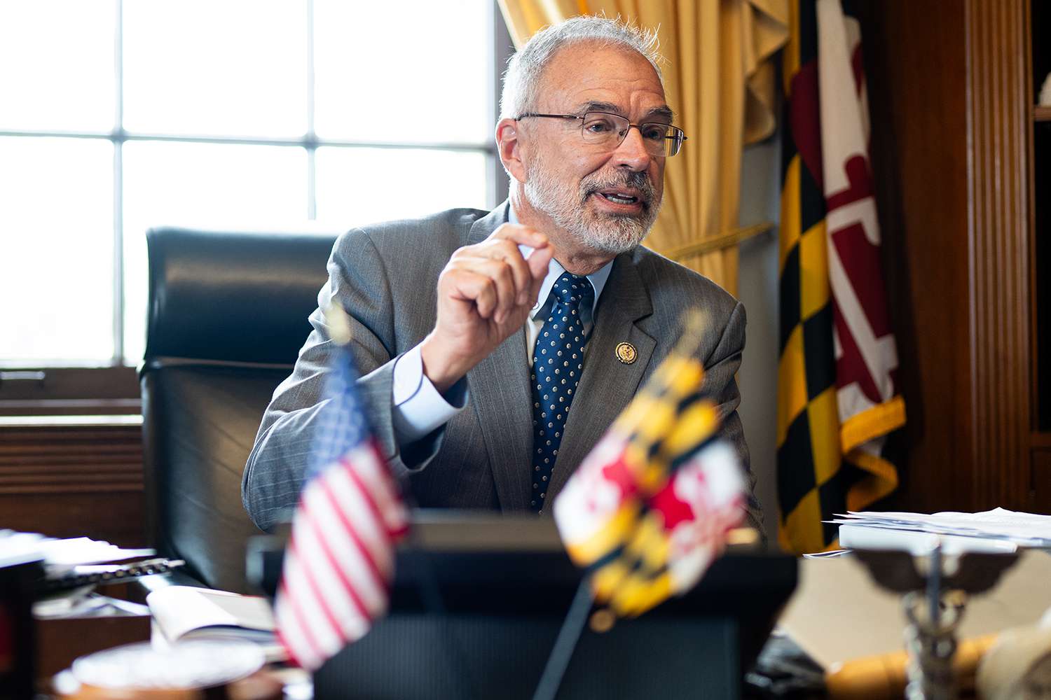 Newly elected House Freedom Caucus chairman Rep. Andy Harris, R-Md., speak with Roll Call in the Longworth House Office Building on Thursday, September 19, 2024