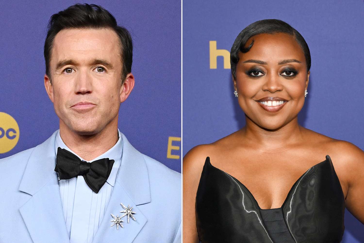 Rob McElhenney at the 76th Primetime Emmy Awards; Quinta Brunson at the 76th Primetime Emmy Awards