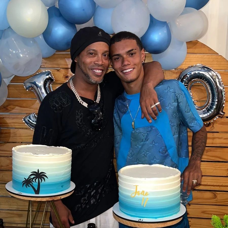 Ronaldinho celebrating his son Joao's birthday