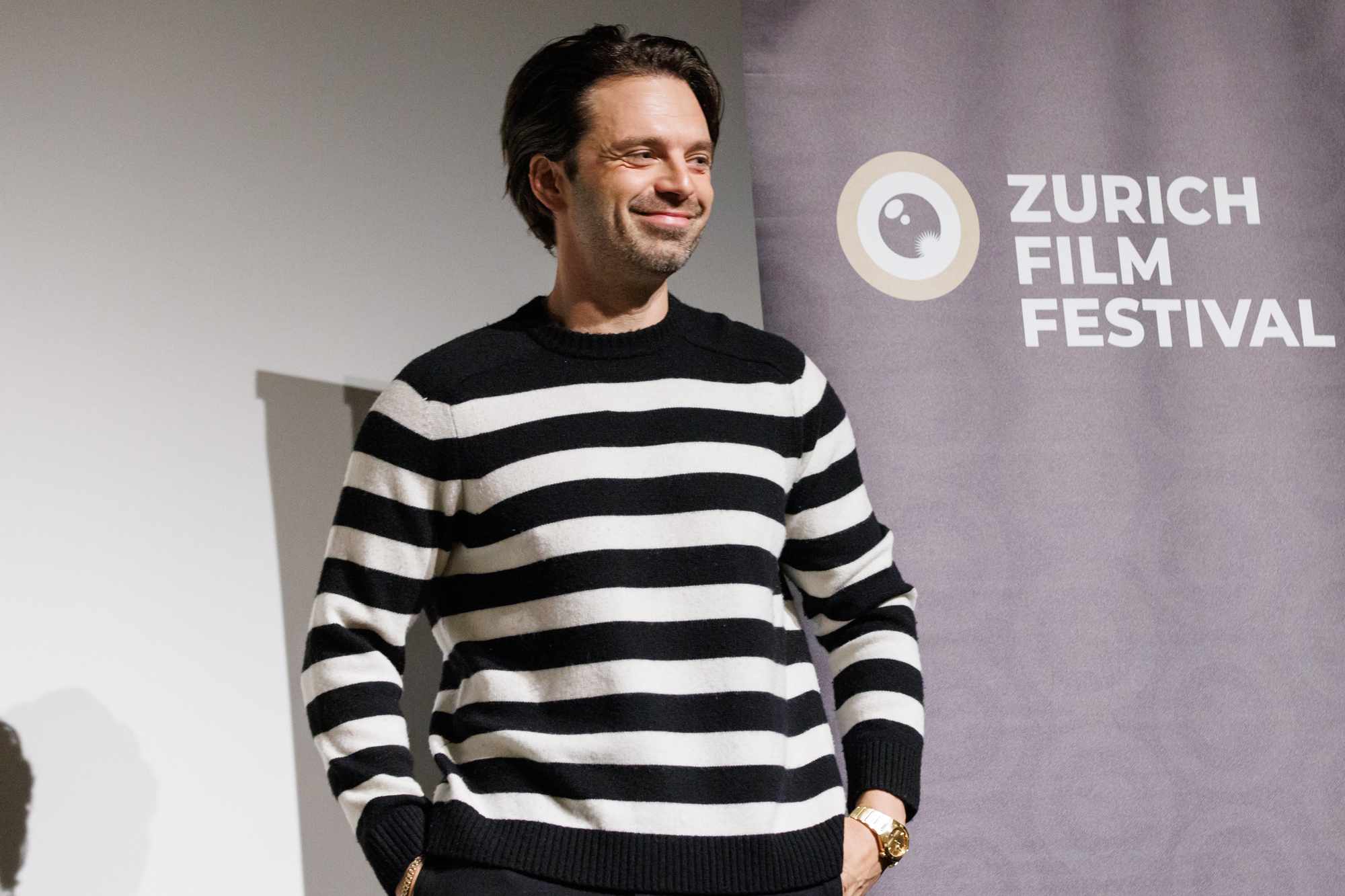 Sebastian Stan speaks on stage at the ZFF Master with Sebastian Stan during the 20th Zurich Film Festival at on October 12, 2024 in Zurich, Switzerland.