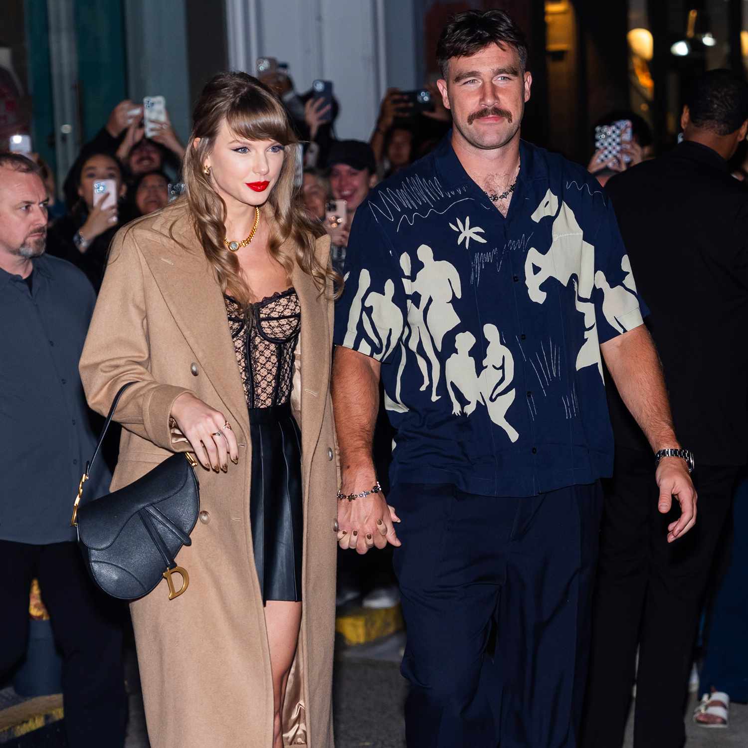 Taylor Swift and Travis Kelce are seen in SoHo on October 11, 2024 in New York City.